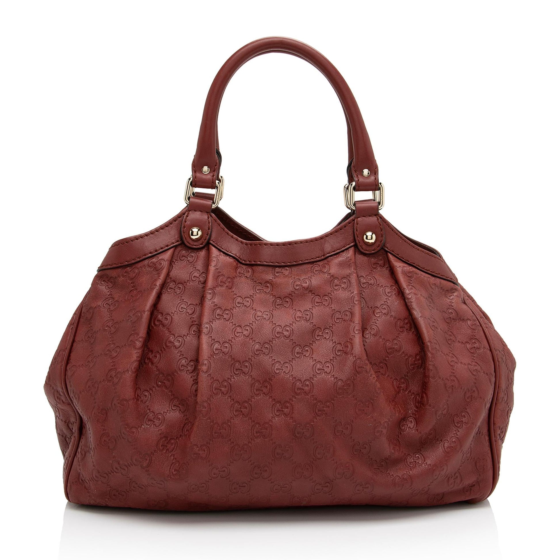 Gucci Guccissima Sukey SHF-aMRl0z Leather Red Medium Tote Bag