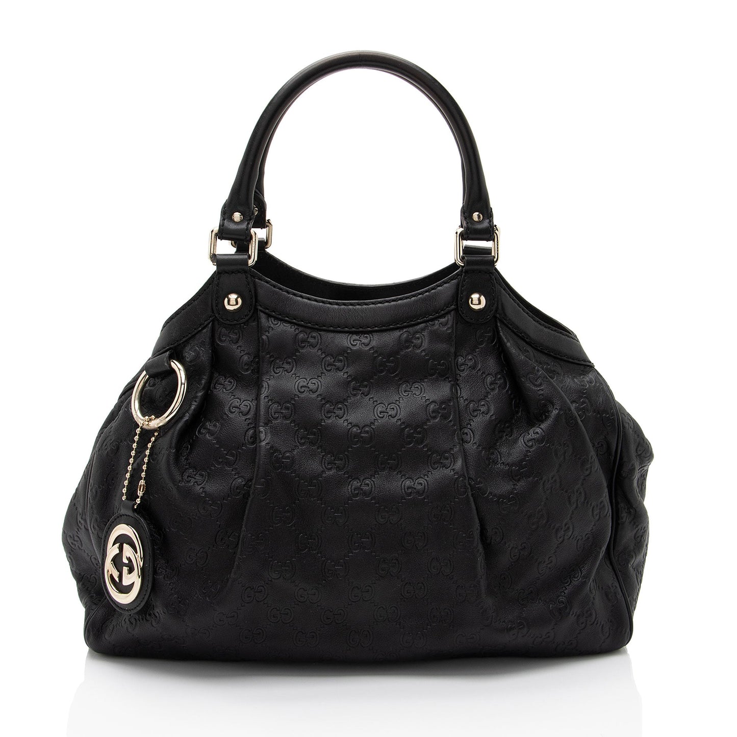 Gucci Guccissima Sukey SHF-G9D42y Leather Black Medium Tote Bag