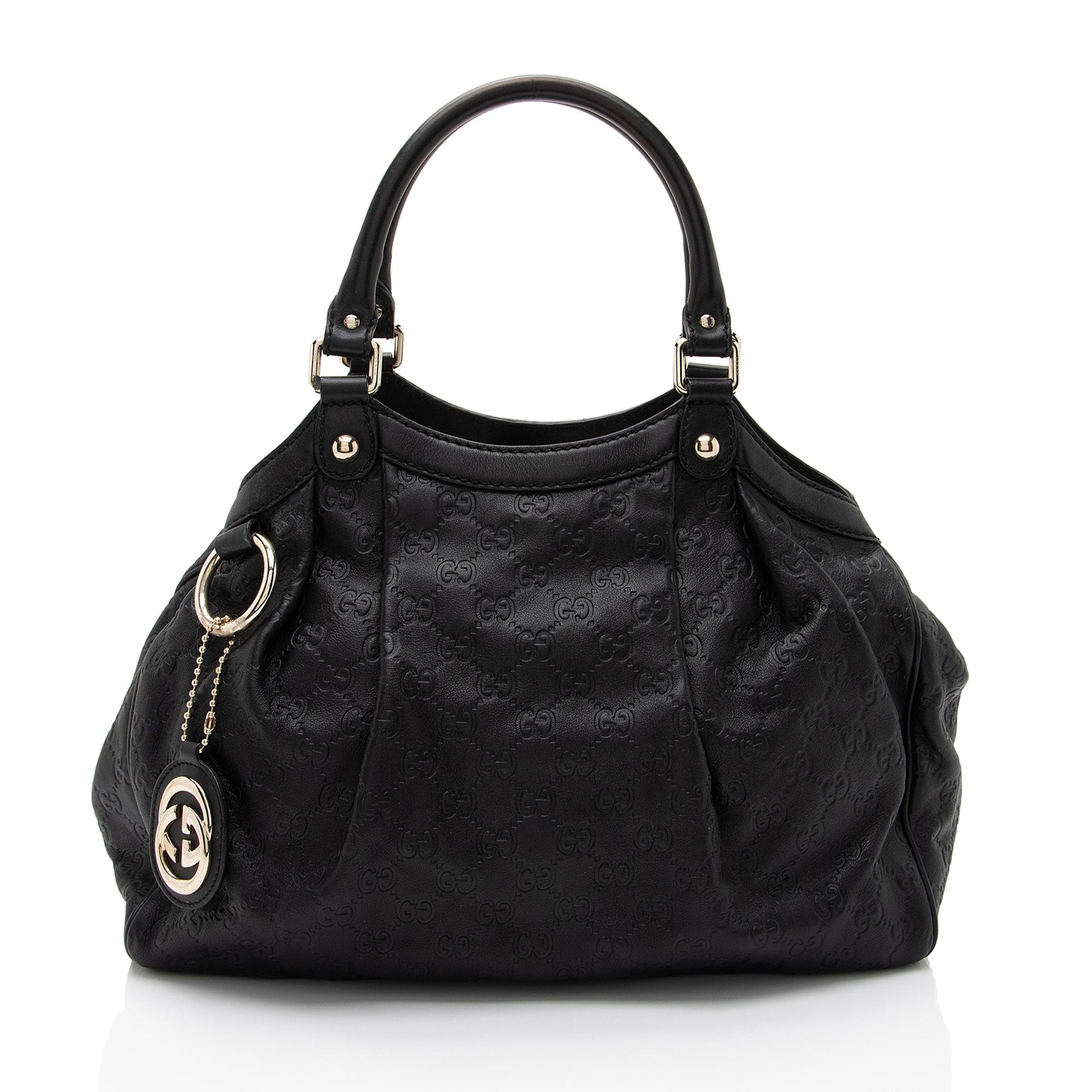 Gucci Guccissima Sukey SHF-G9D42y Leather Black Medium Tote Bag