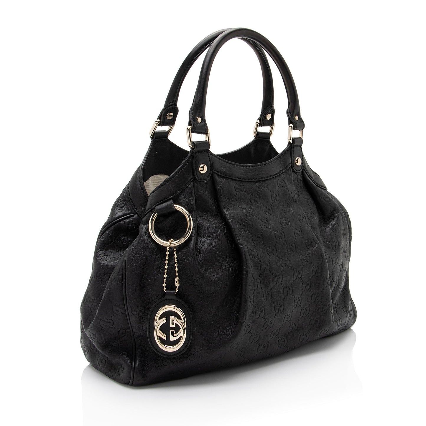 Gucci Guccissima Sukey SHF-G9D42y Leather Black Medium Tote Bag