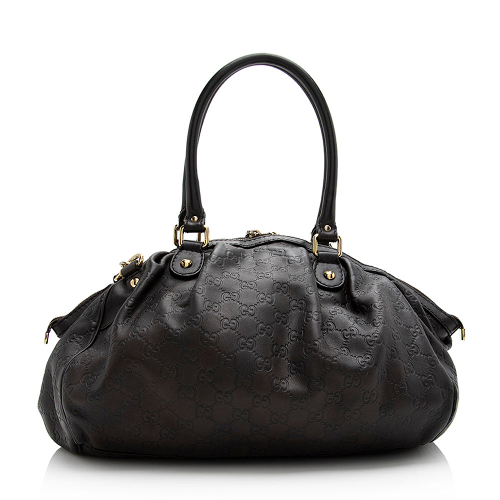 Gucci Guccissima Sukey SHF Leather Brown Satchel Bag