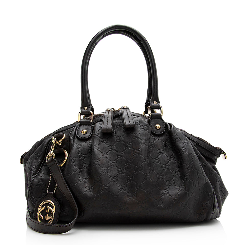 Gucci Guccissima Sukey SHF Leather Brown Satchel Bag