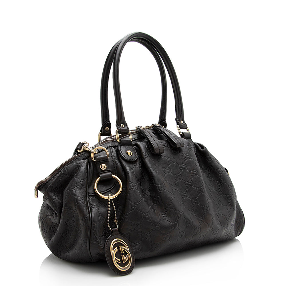 Gucci Guccissima Sukey SHF Leather Brown Satchel Bag