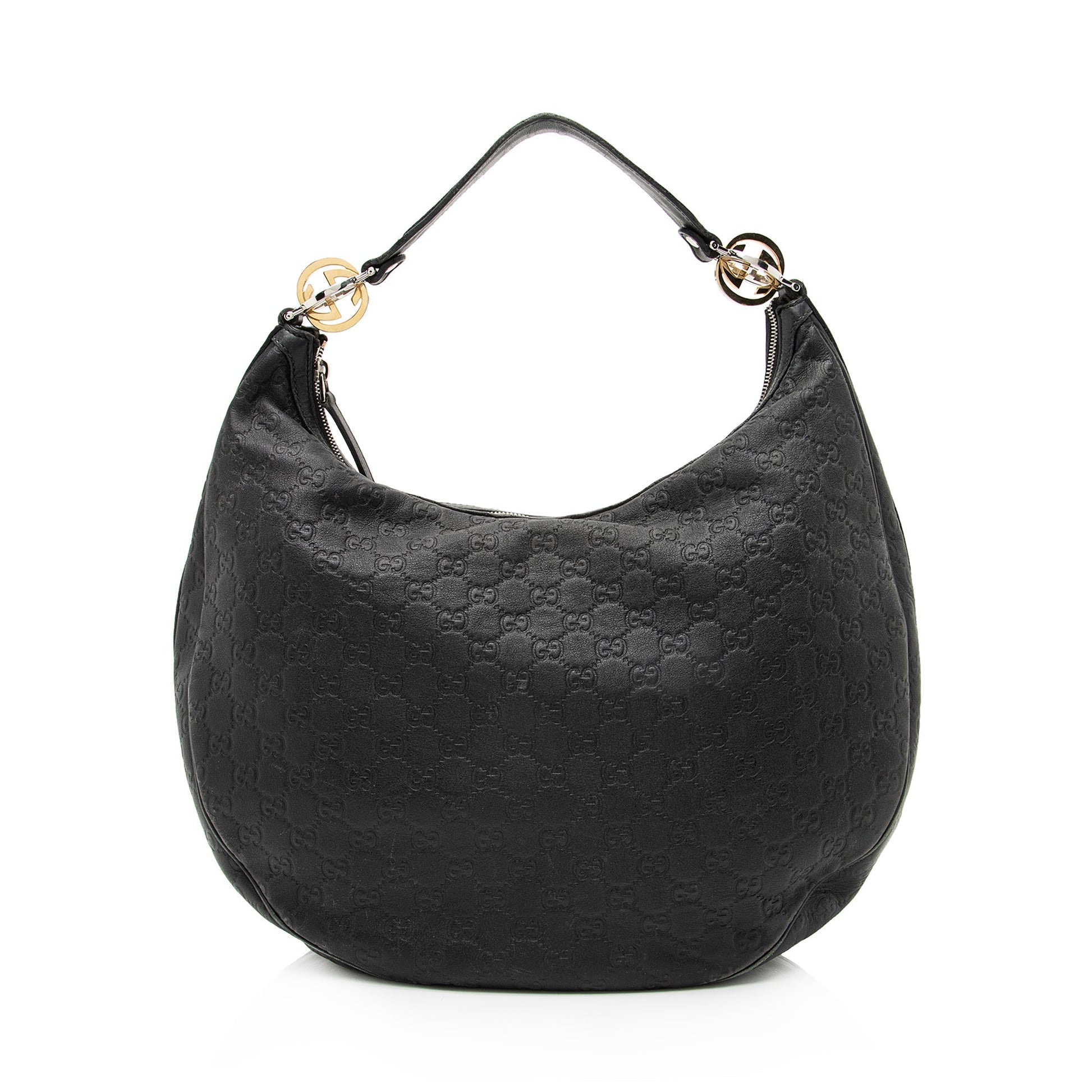 Gucci Guccissima Twins SHF Leather Black Medium Shoulder Bag