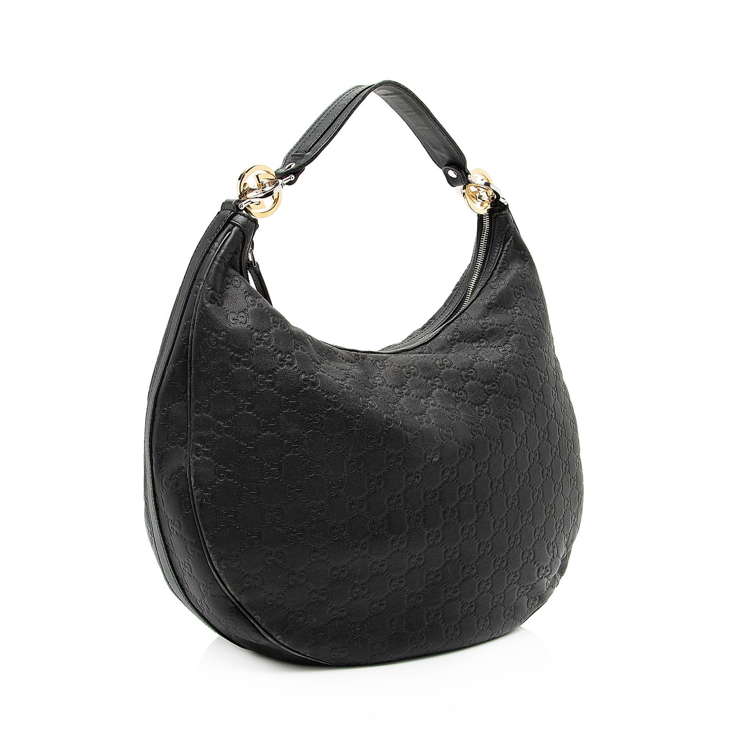 Gucci Guccissima Twins SHF Leather Black Medium Shoulder Bag