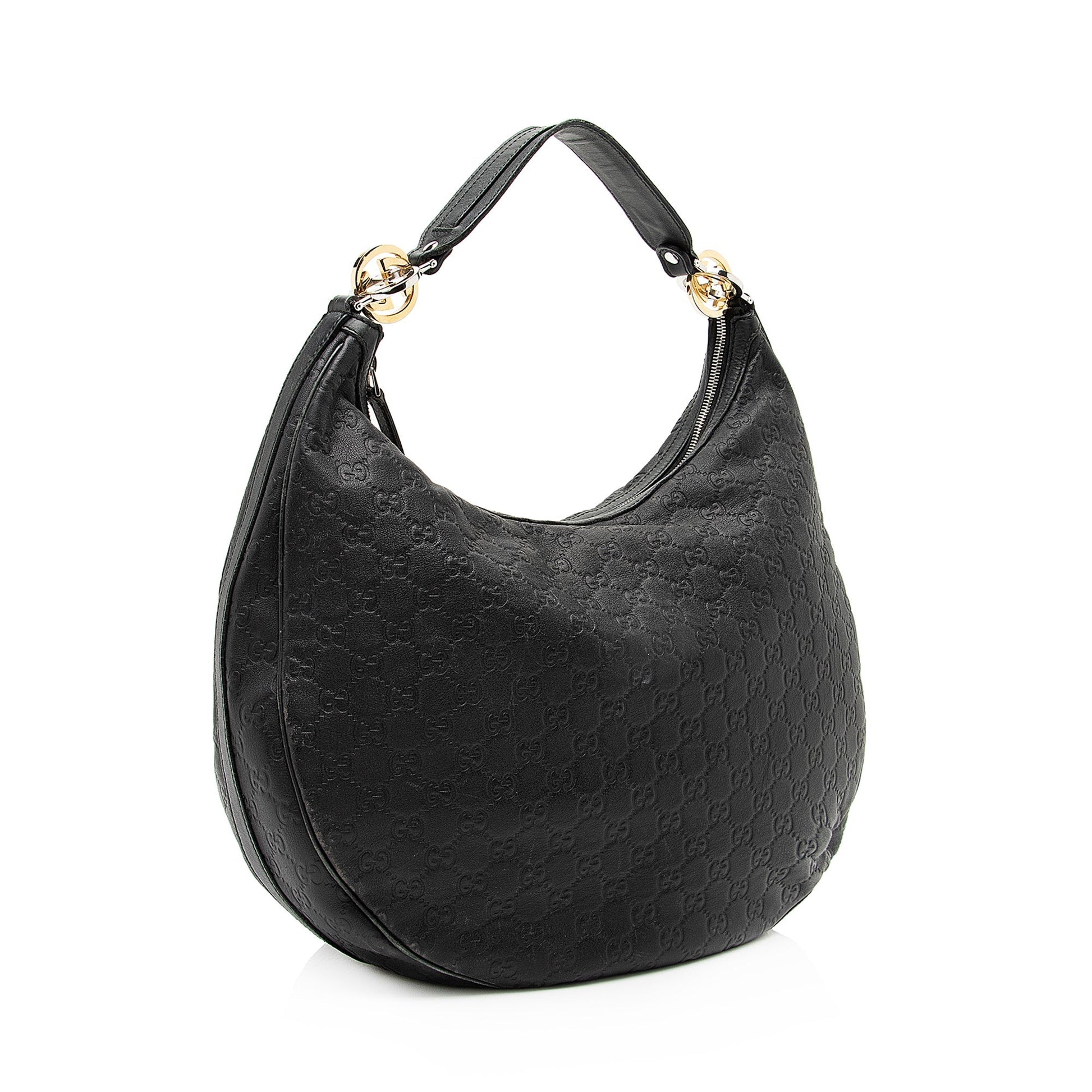 Gucci Guccissima Twins SHF Leather Black Medium Shoulder Bag