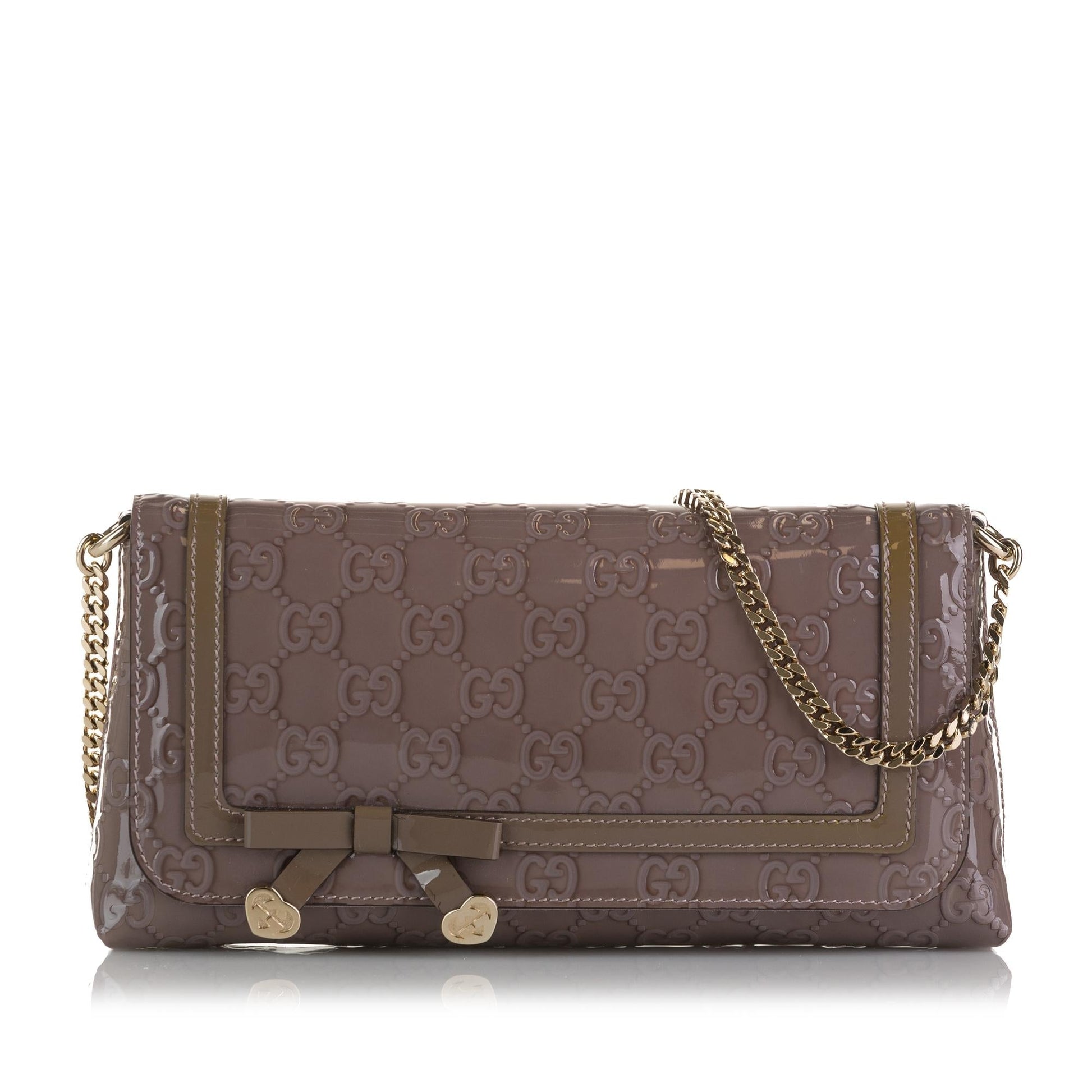 Gucci Guccissima Mayfair SHG-VFLAqr Leather Patent Brown Shoulder Bag