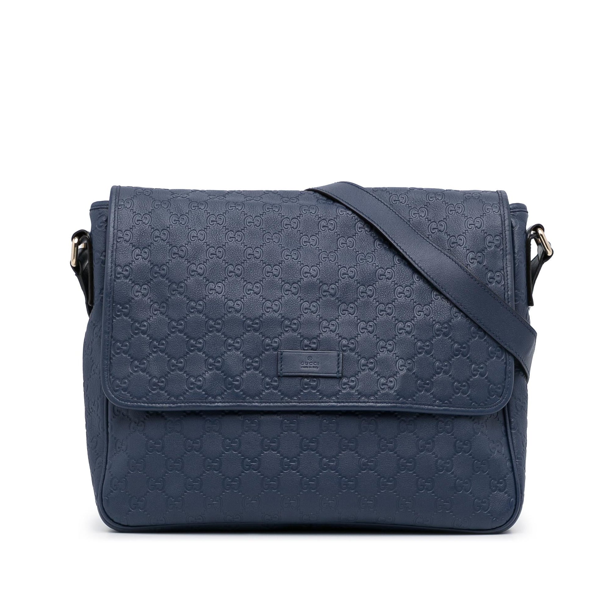 Gucci Guccissima Messenger SHG-ZV3dkD Calf Blue Crossbody Bag