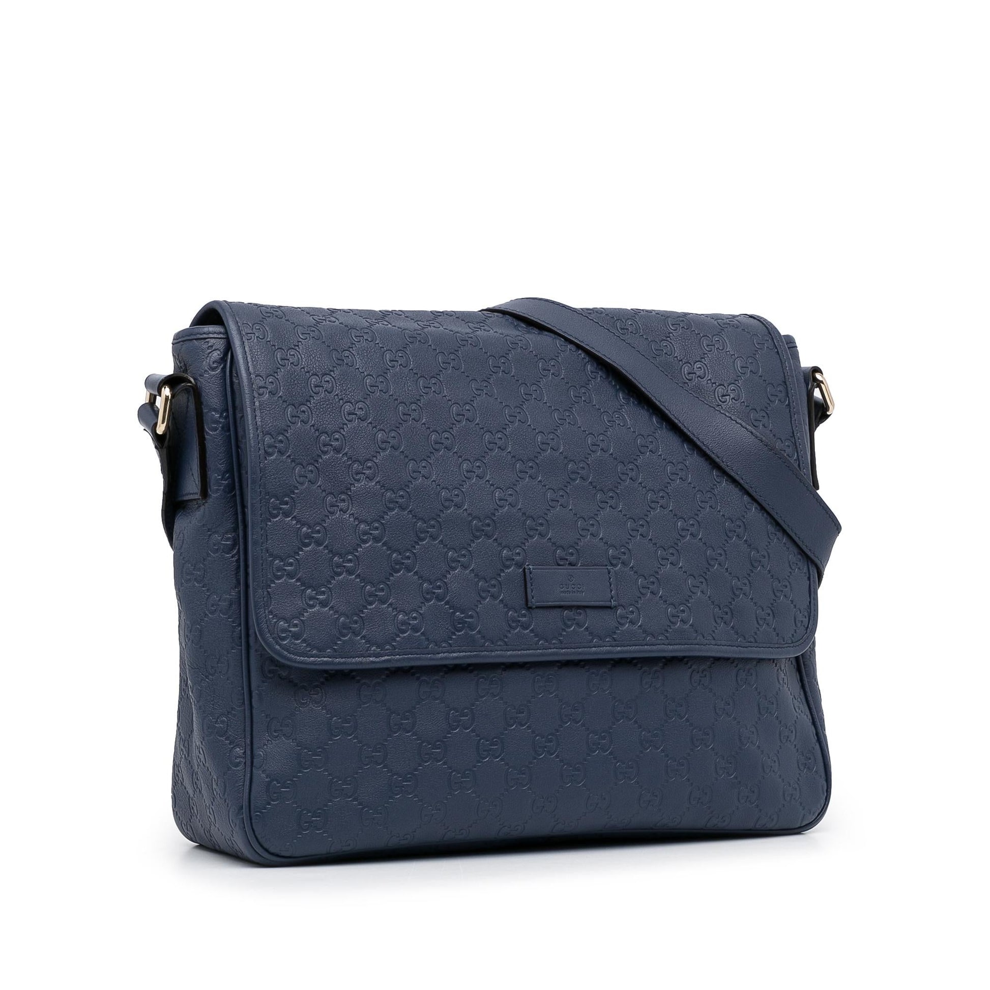 Gucci Guccissima Messenger SHG-ZV3dkD Calf Blue Crossbody Bag