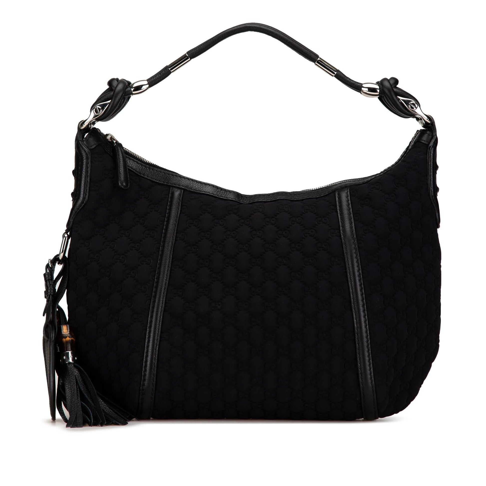 Gucci Guccissima Neoprene Techno Horsebit Canvas Calf Black Shoulder Bag