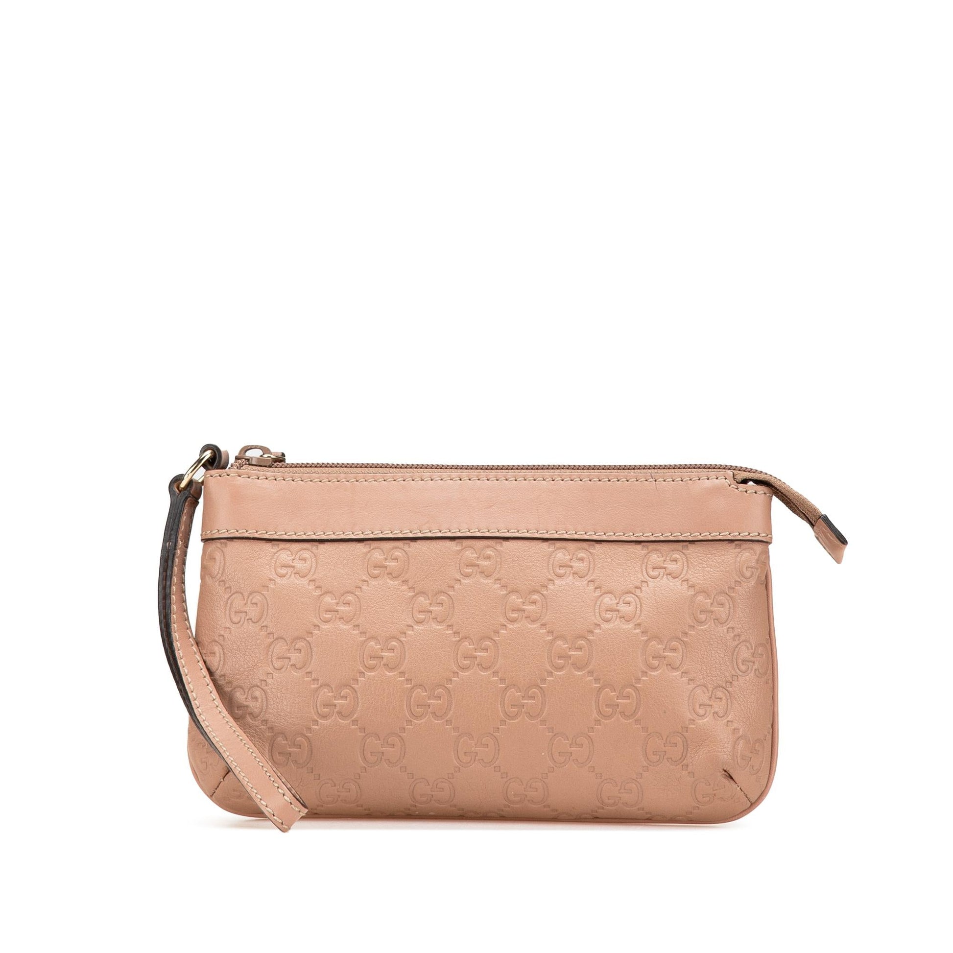Gucci Guccissima New Britt Wristlet Pouch Calf Pink Handbag