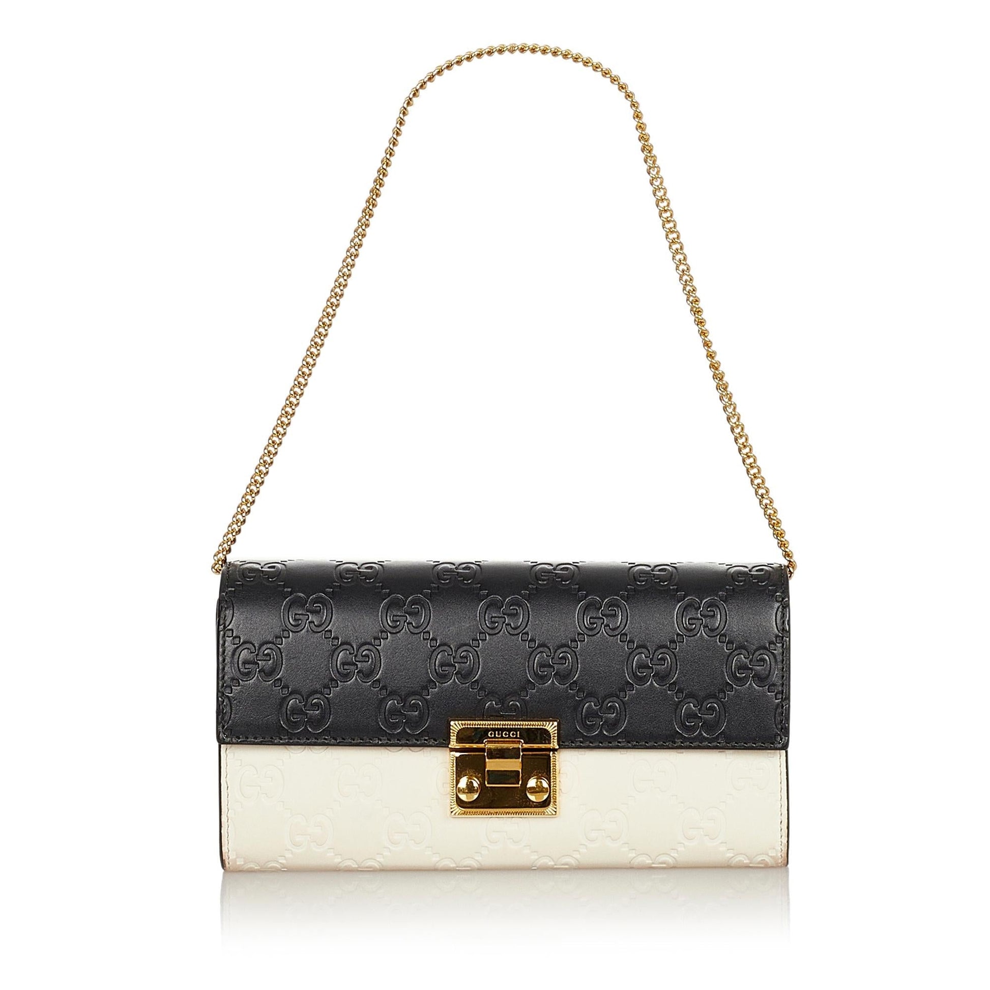 Gucci Guccissima Padlock SHG Calf Black White Shoulder Bag