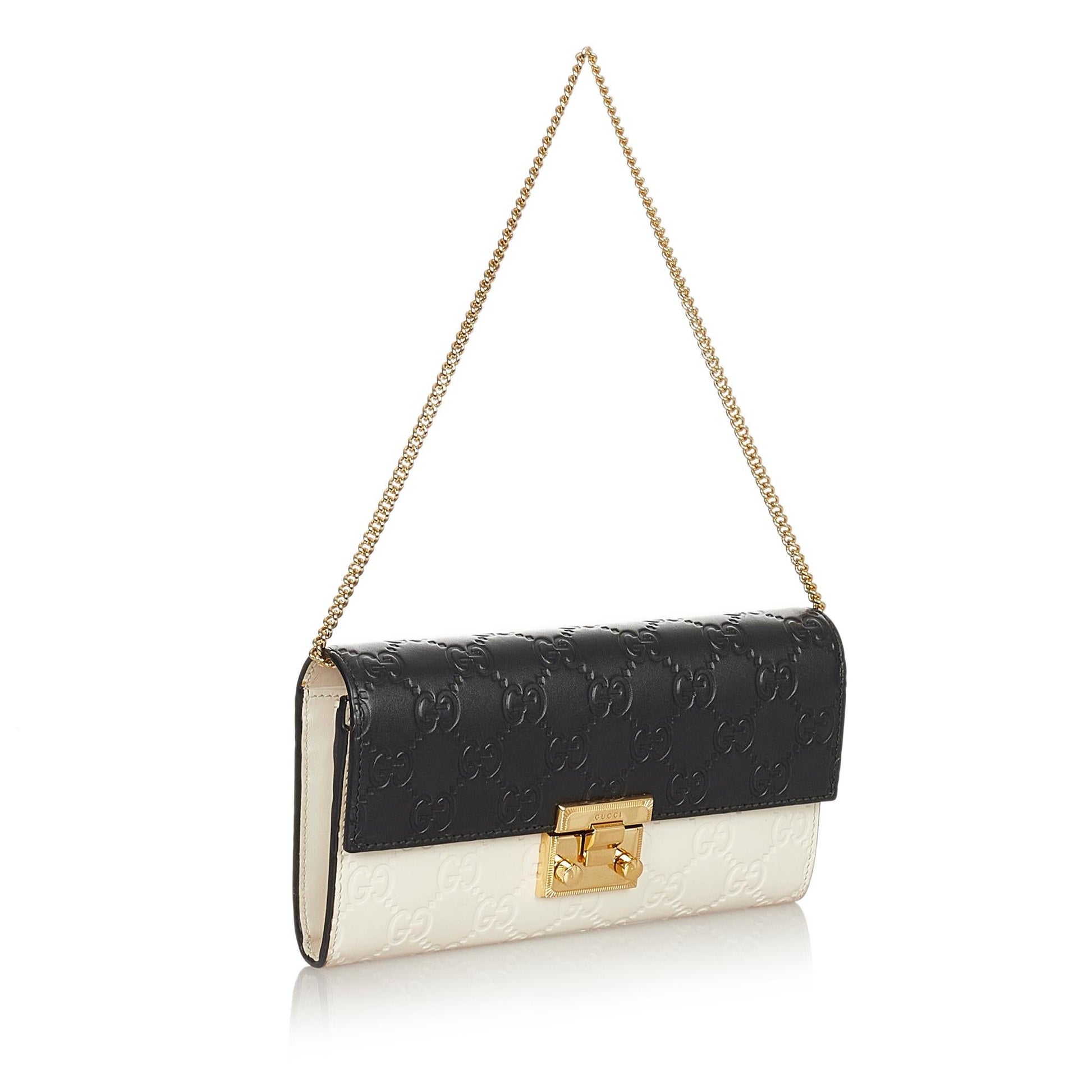 Gucci Guccissima Padlock SHG Calf Black White Shoulder Bag