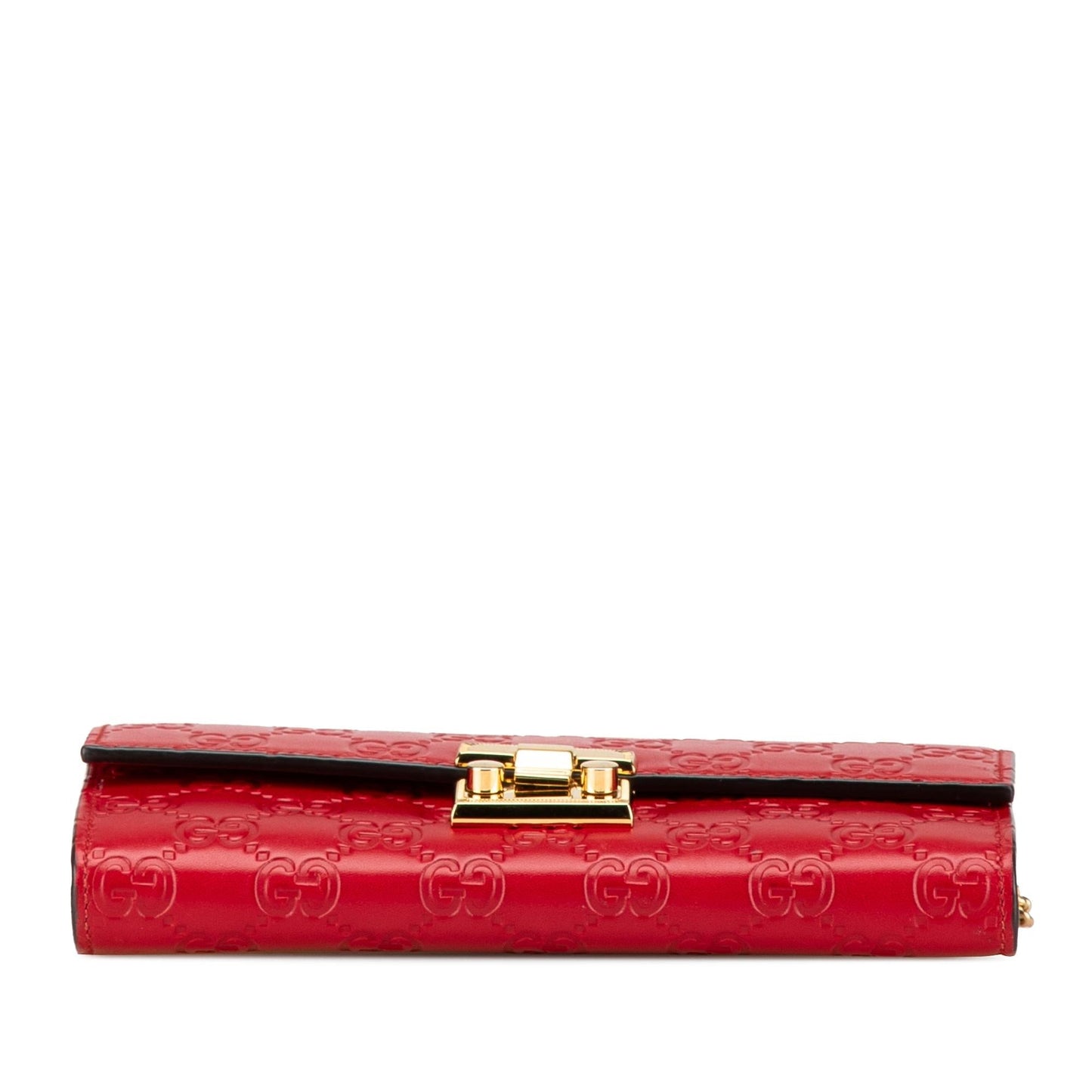 Gucci Guccissima Padlock Wallet On Calf Red Chain Crossbody Bag