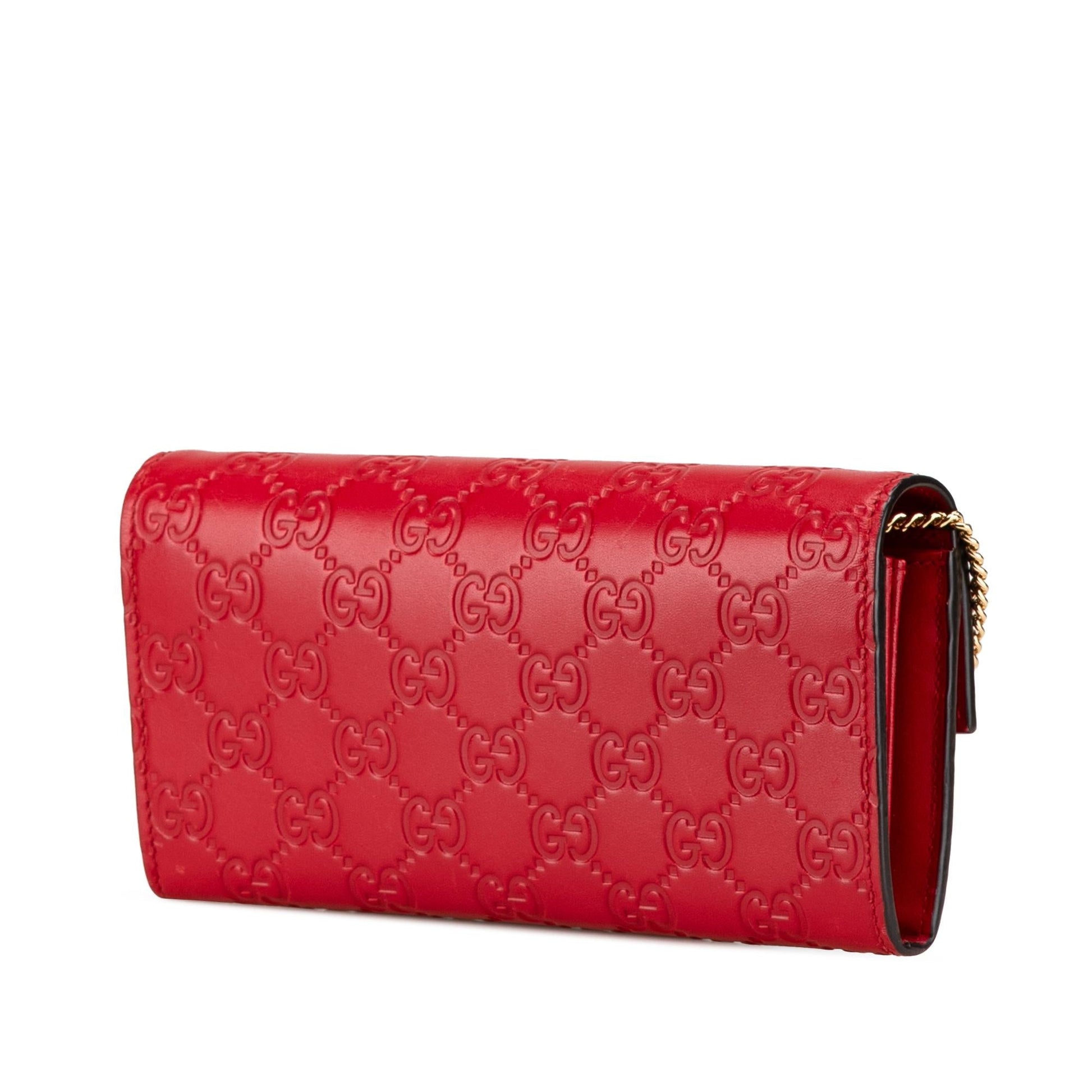 Gucci Guccissima Padlock Wallet On Calf Red Chain Crossbody Bag