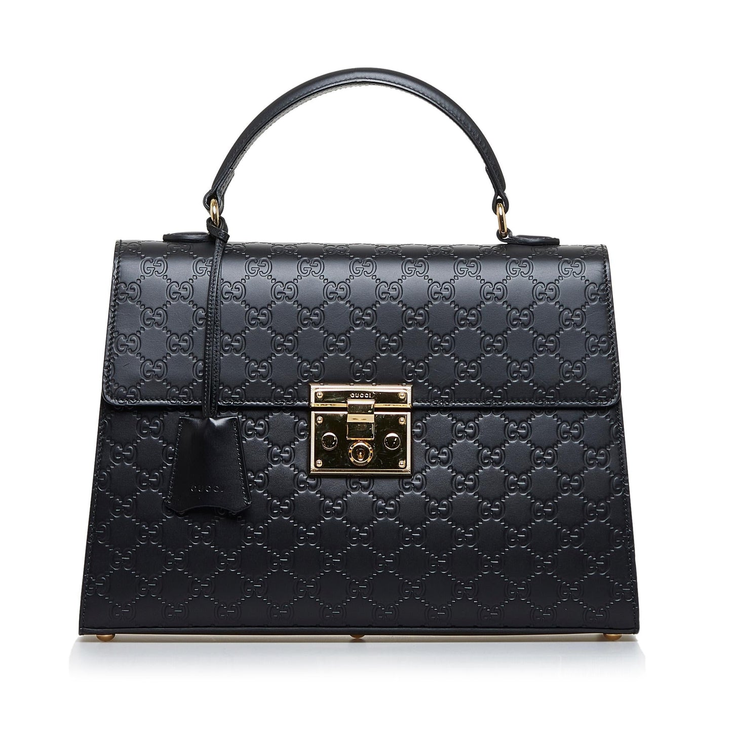 Gucci Guccissima Padlock SHG-xf6TXf Calf Black Satchel Bag
