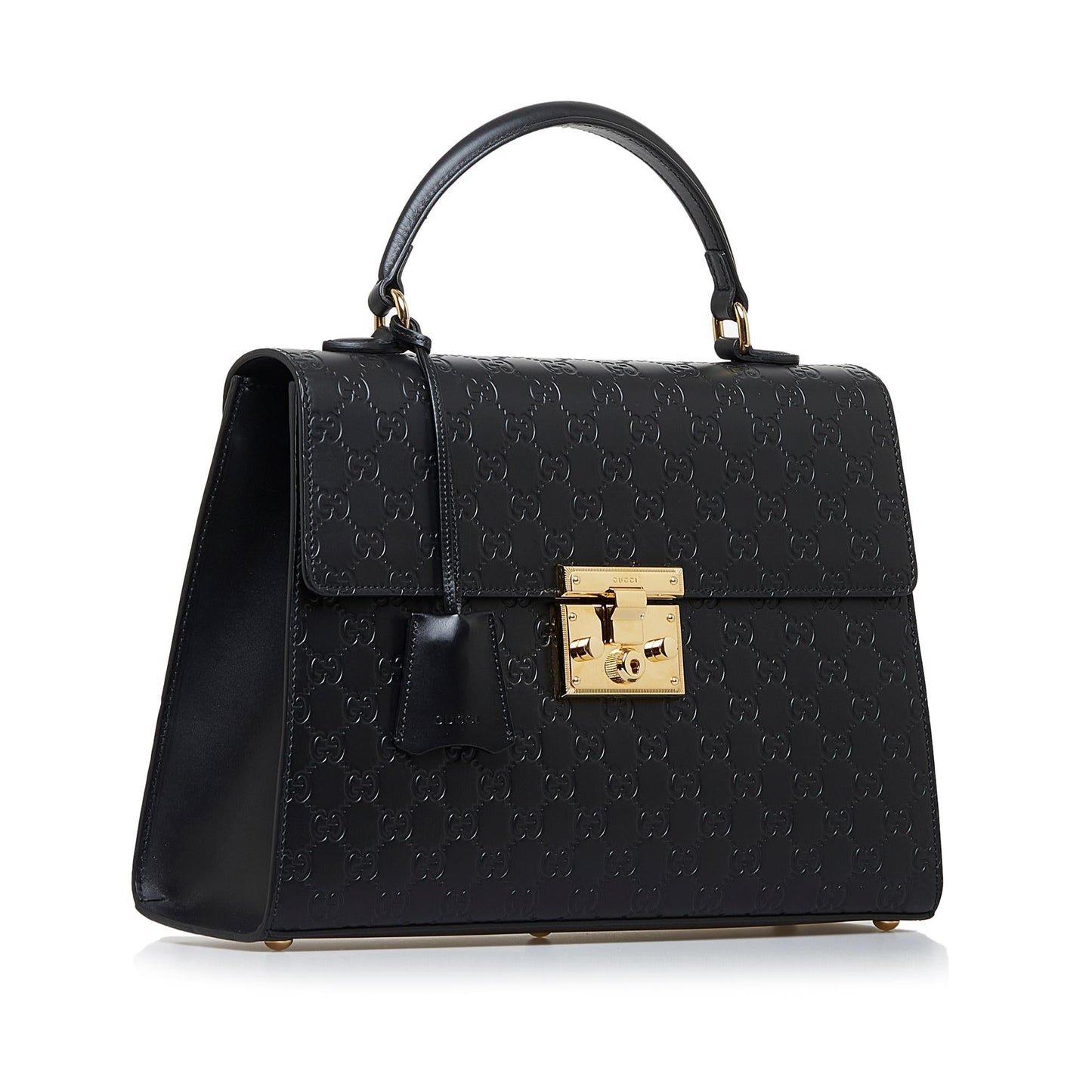 Gucci Guccissima Padlock SHG-xf6TXf Calf Black Satchel Bag