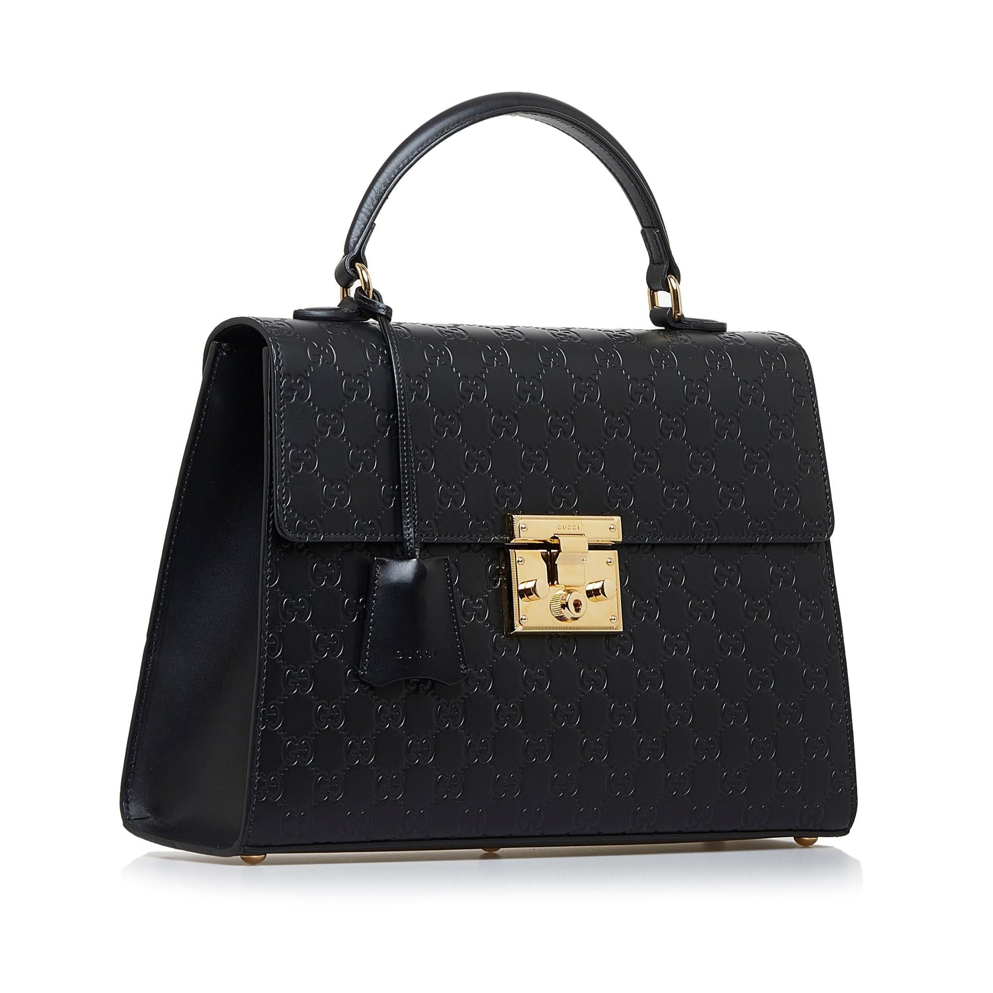 Gucci Guccissima Padlock SHG-xf6TXf Calf Black Satchel Bag