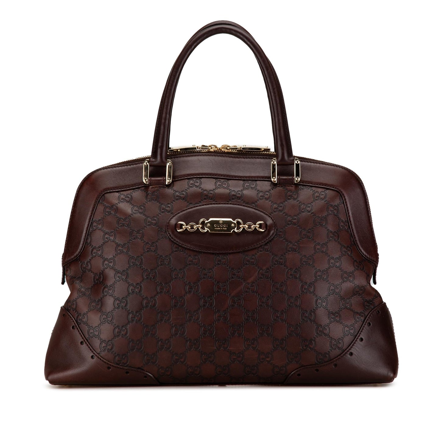 Gucci Guccissima Punch SHG-b0sszg Calf Brown Satchel Bag