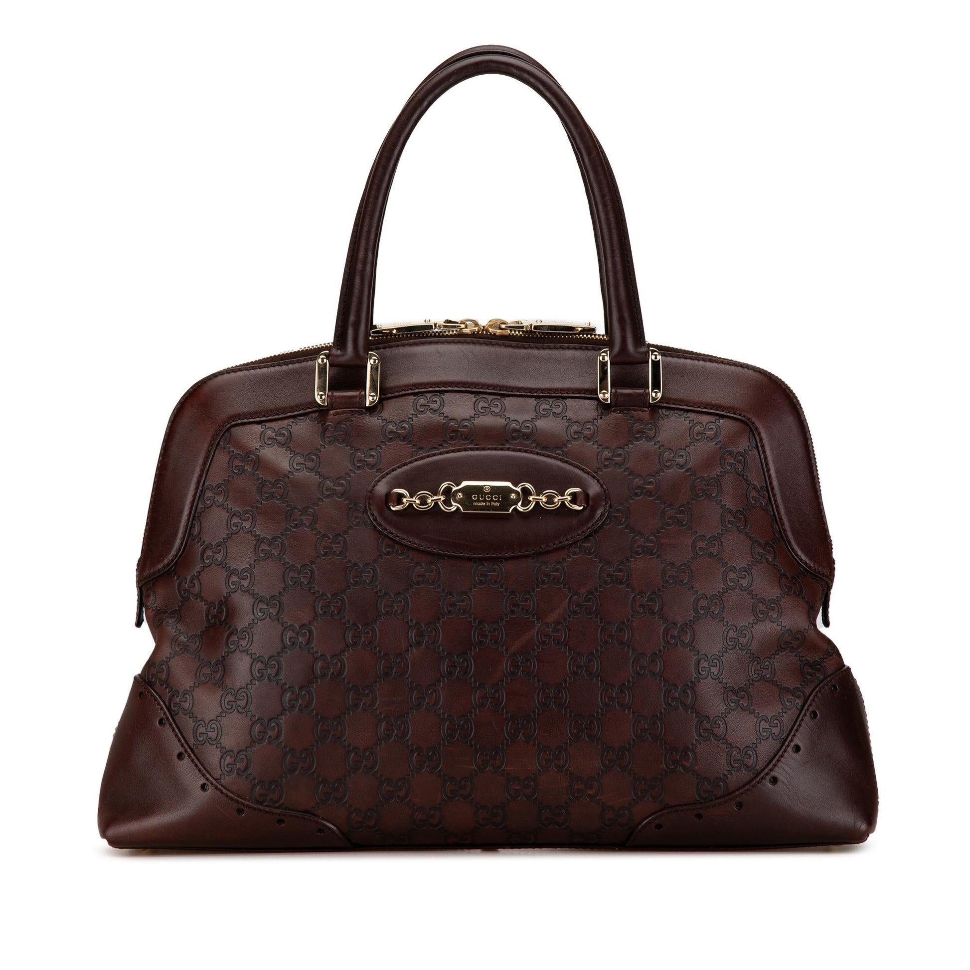 Gucci Guccissima Punch SHG-b0sszg Calf Brown Satchel Bag