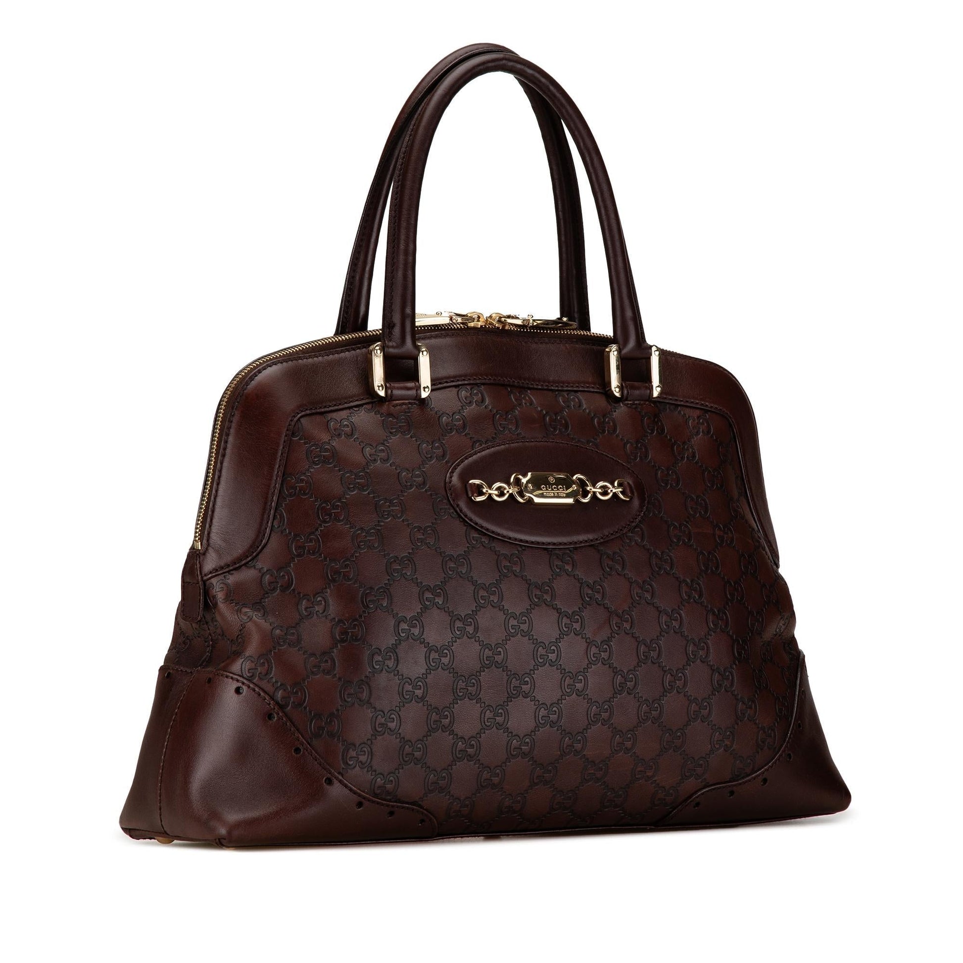Gucci Guccissima Punch SHG-b0sszg Calf Brown Satchel Bag