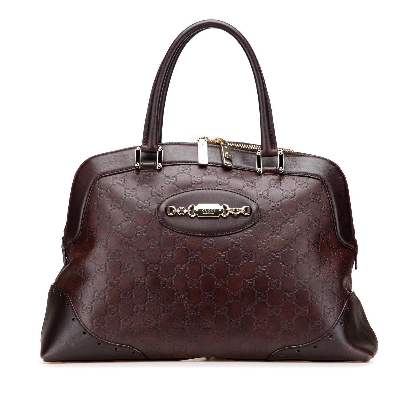 Gucci Guccissima Punch Calf Brown Satchel Bag