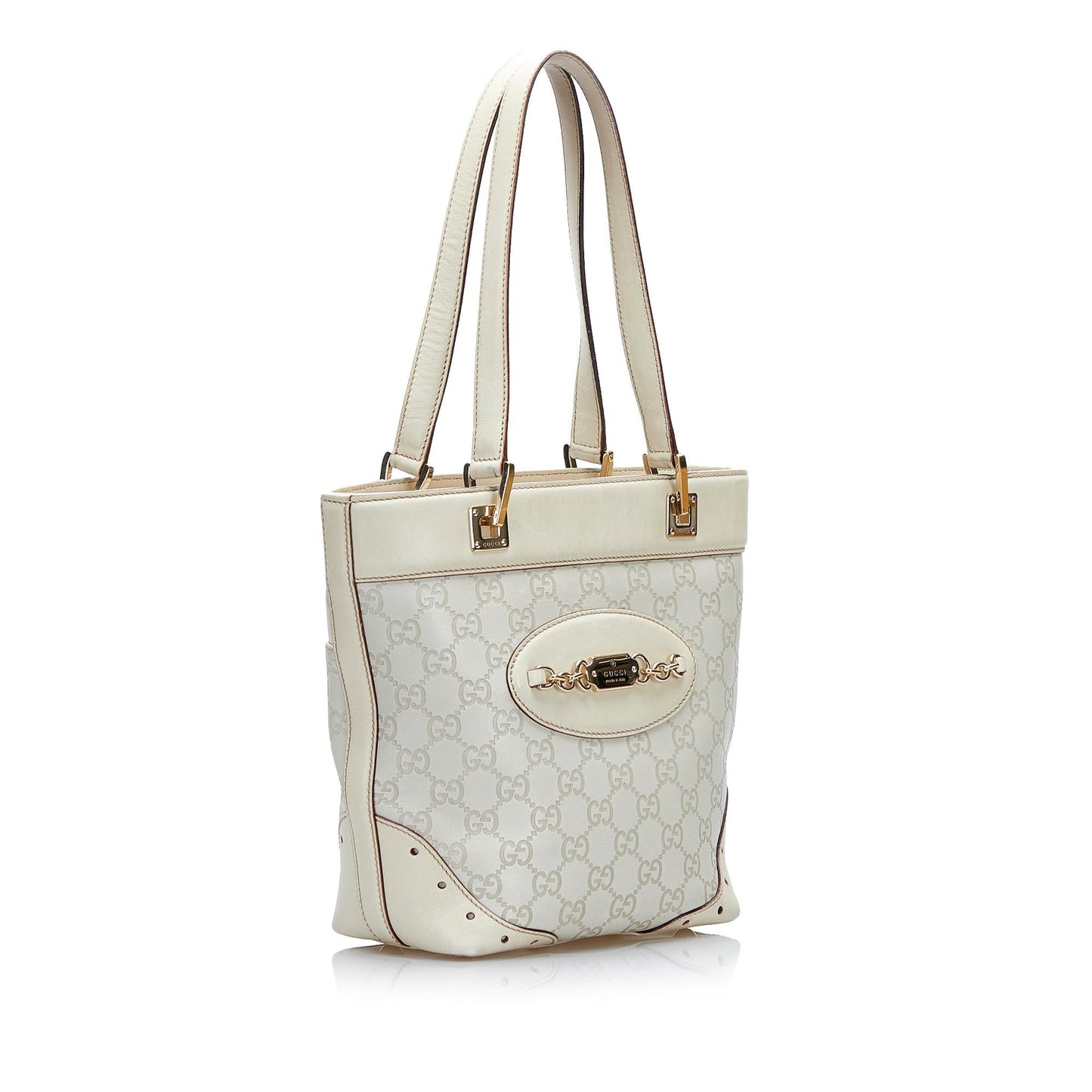 Gucci Guccissima Punch SHG-bkpt2y Calf White Tote Bag