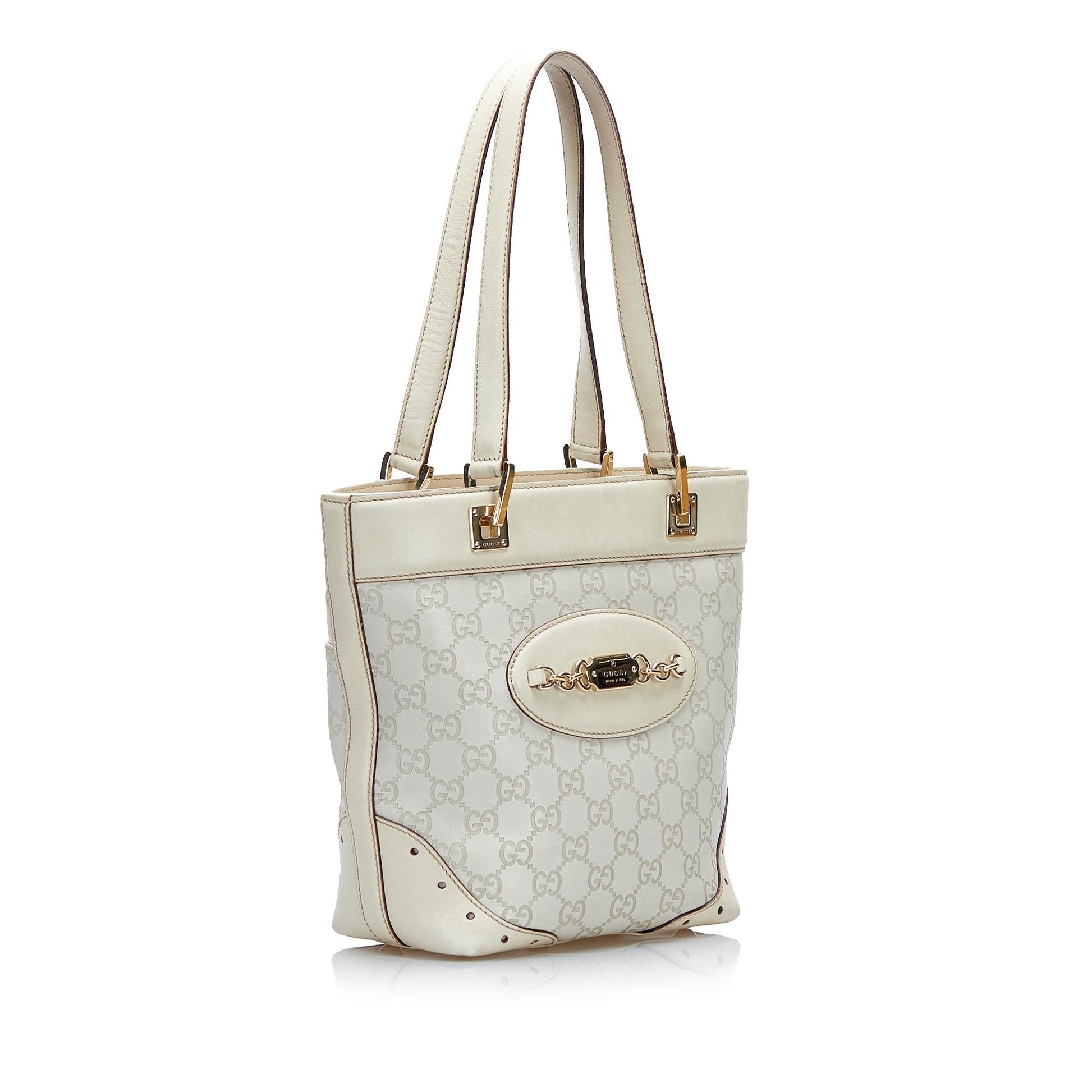 Gucci Guccissima Punch SHG-bkpt2y Calf White Tote Bag