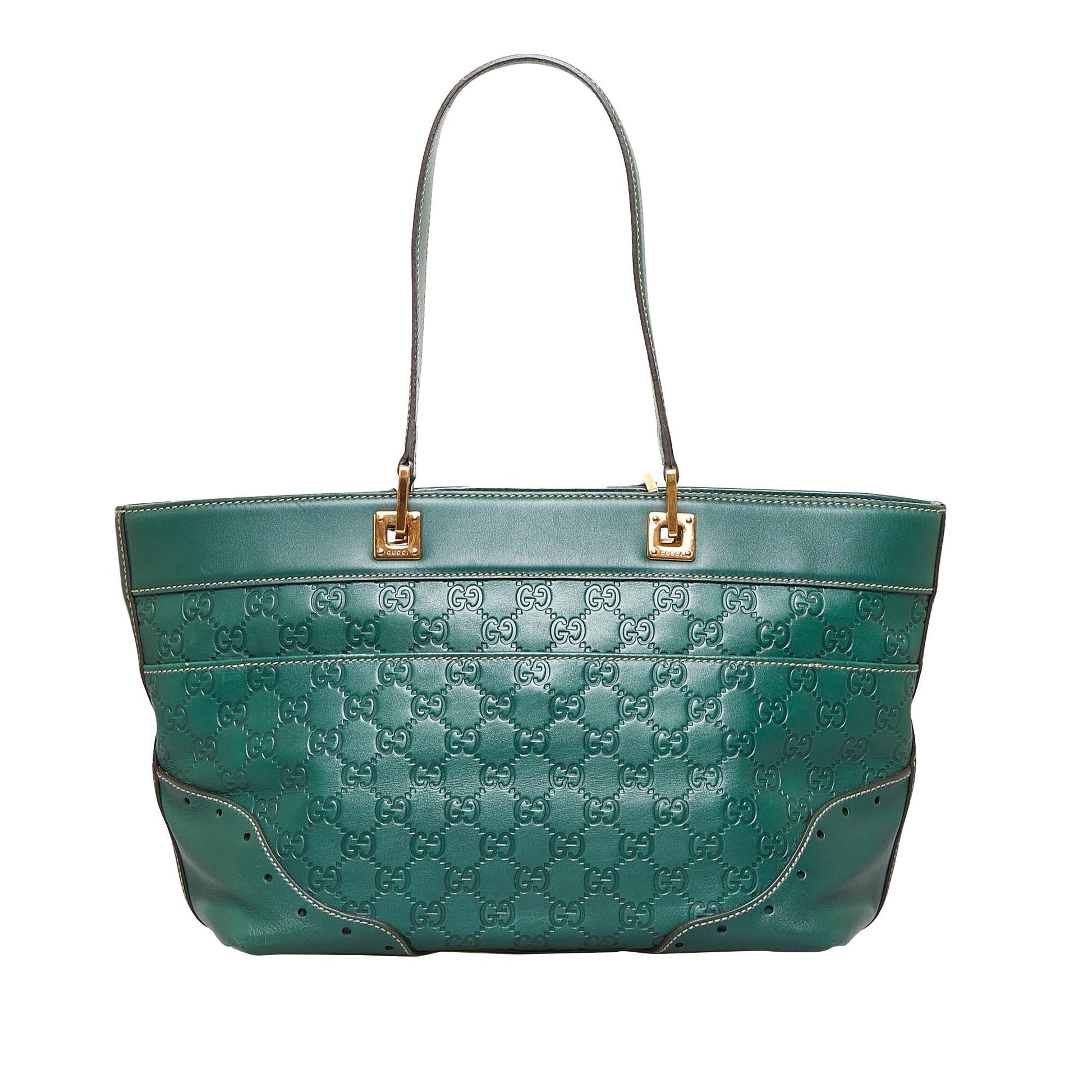 Gucci Guccissima Punch SHG-6IJMIV Calf Green Tote Bag
