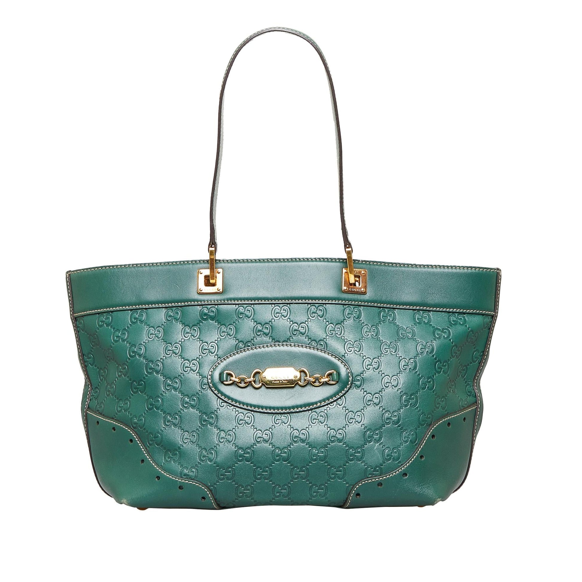 Gucci Guccissima Punch SHG-6IJMIV Calf Green Tote Bag
