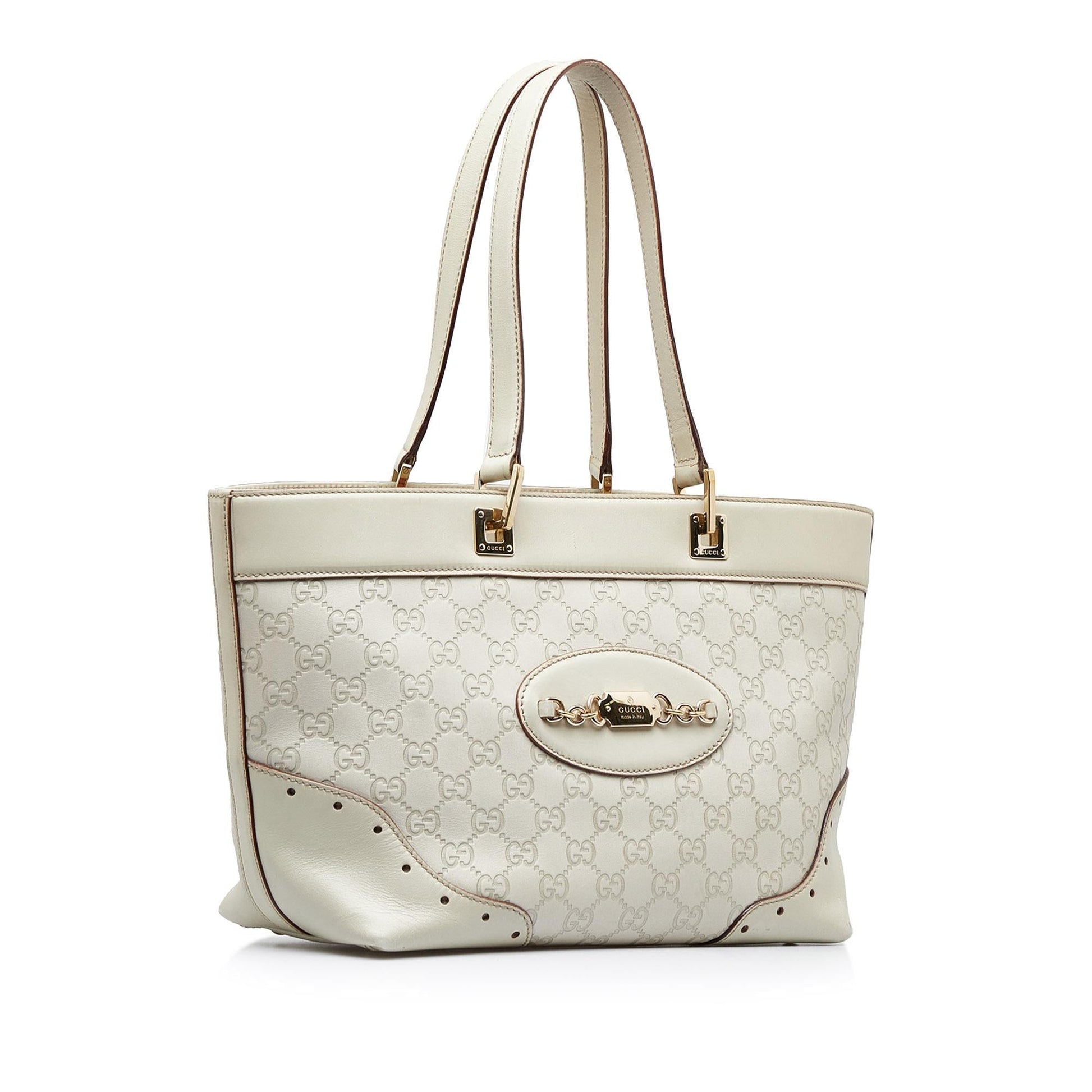 Gucci Guccissima Punch SHG-xcqdTa Calf White Tote Bag