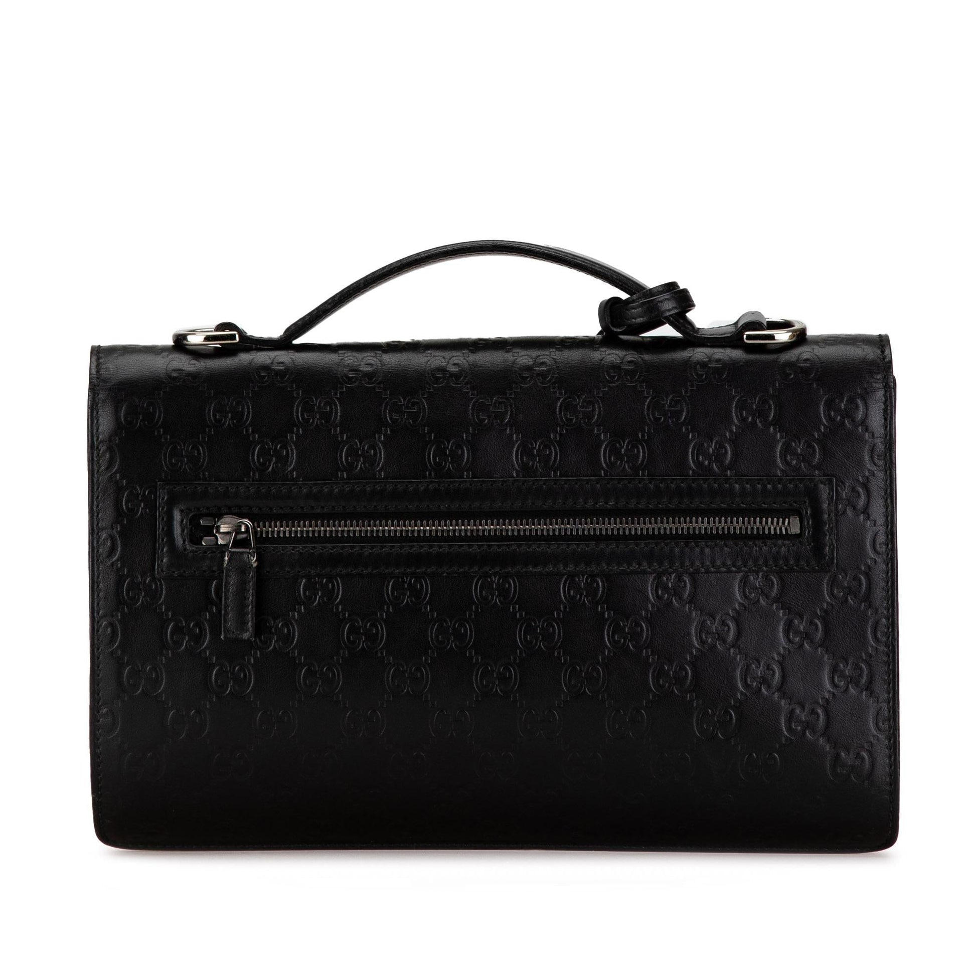 Gucci Guccissima SHG-MgIvER Calf Black Satchel Bag