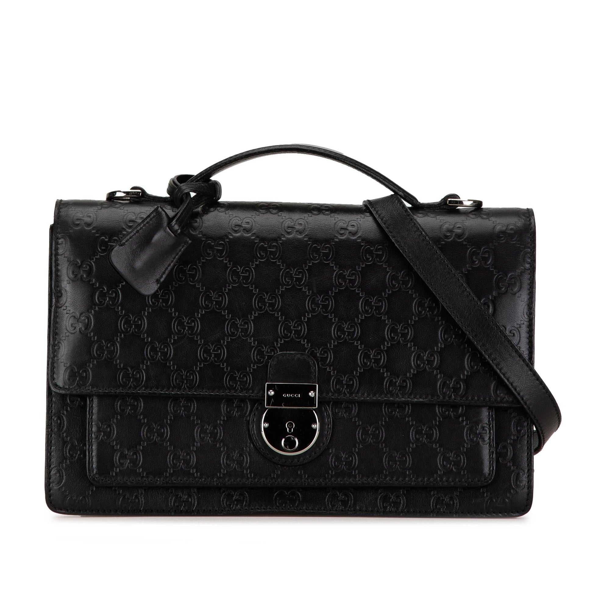 Gucci Guccissima SHG-MgIvER Calf Black Satchel Bag