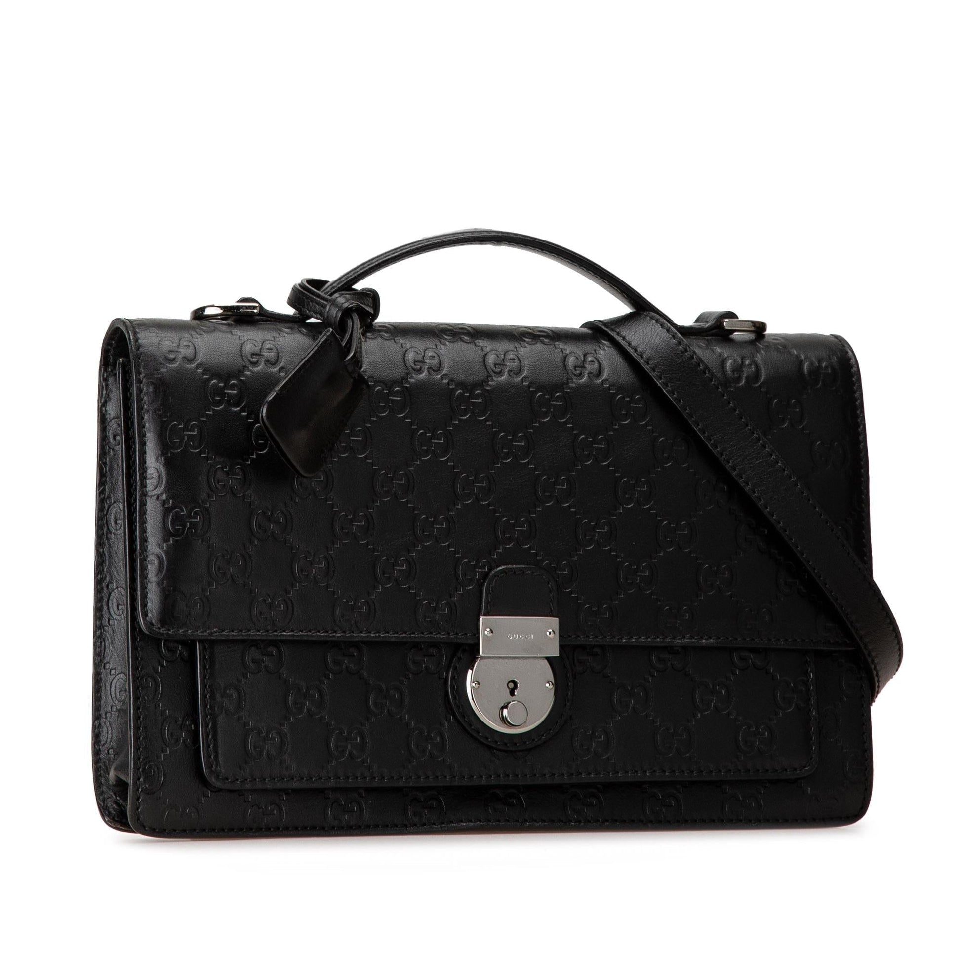Gucci Guccissima SHG-MgIvER Calf Black Satchel Bag