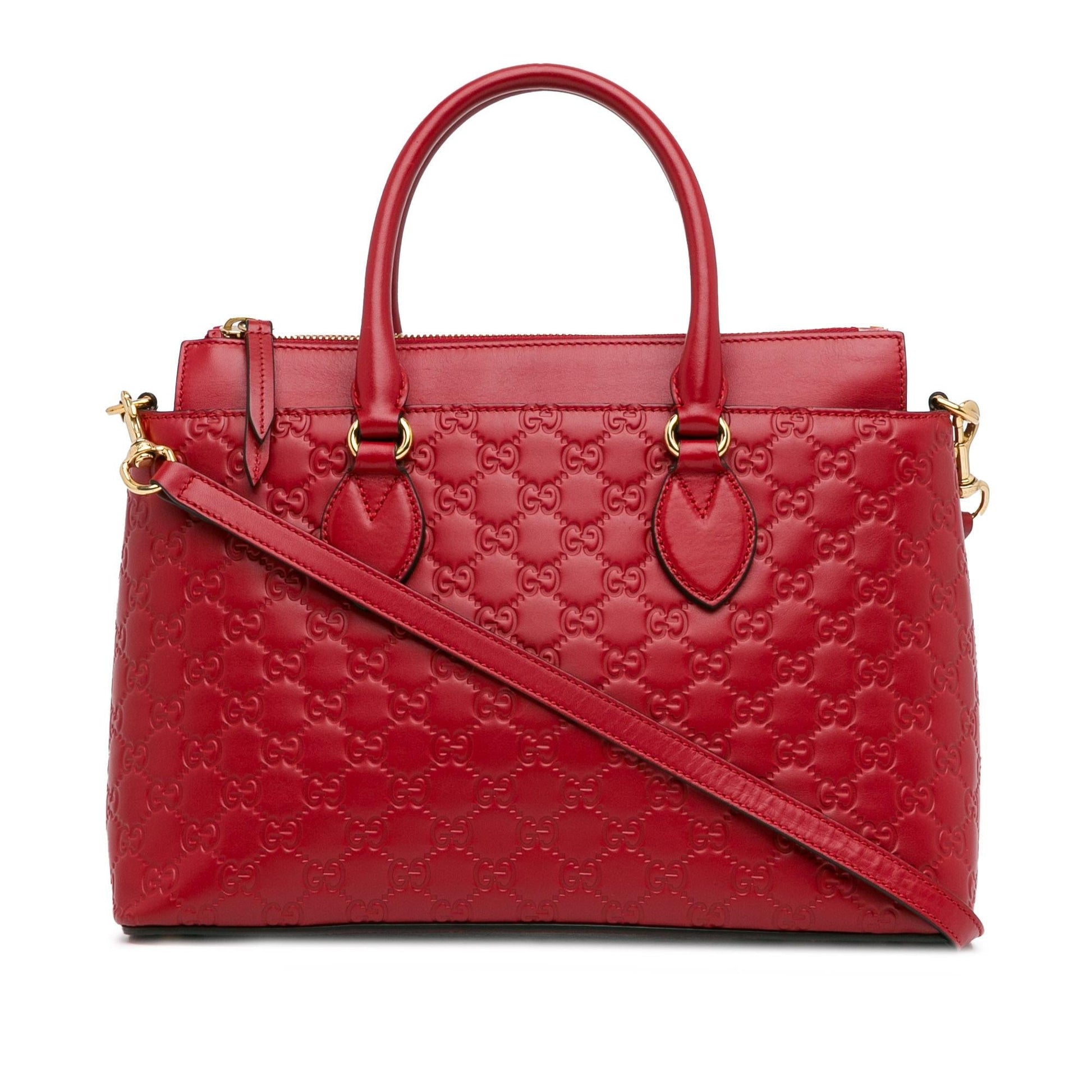Gucci Guccissima SHG-PRlNxw Calf Red Satchel Bag