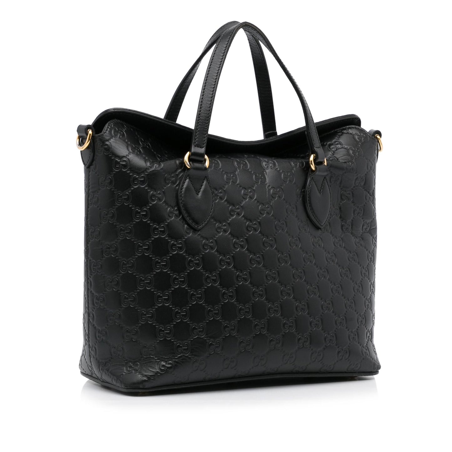 Gucci Guccissima Signature Linea A Foldover Calf Black Satchel Bag
