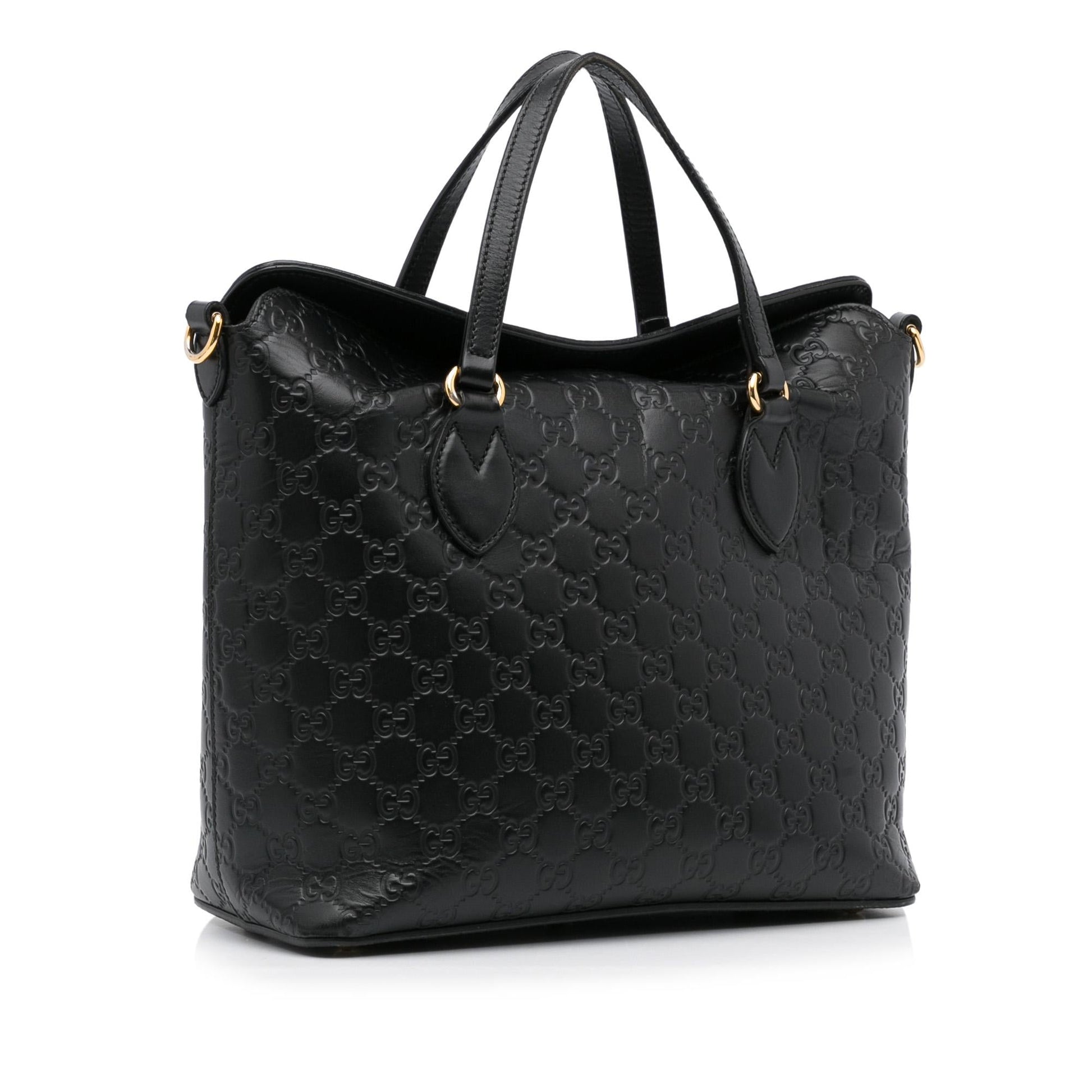Gucci Guccissima Signature Linea A Foldover Calf Black Satchel Bag