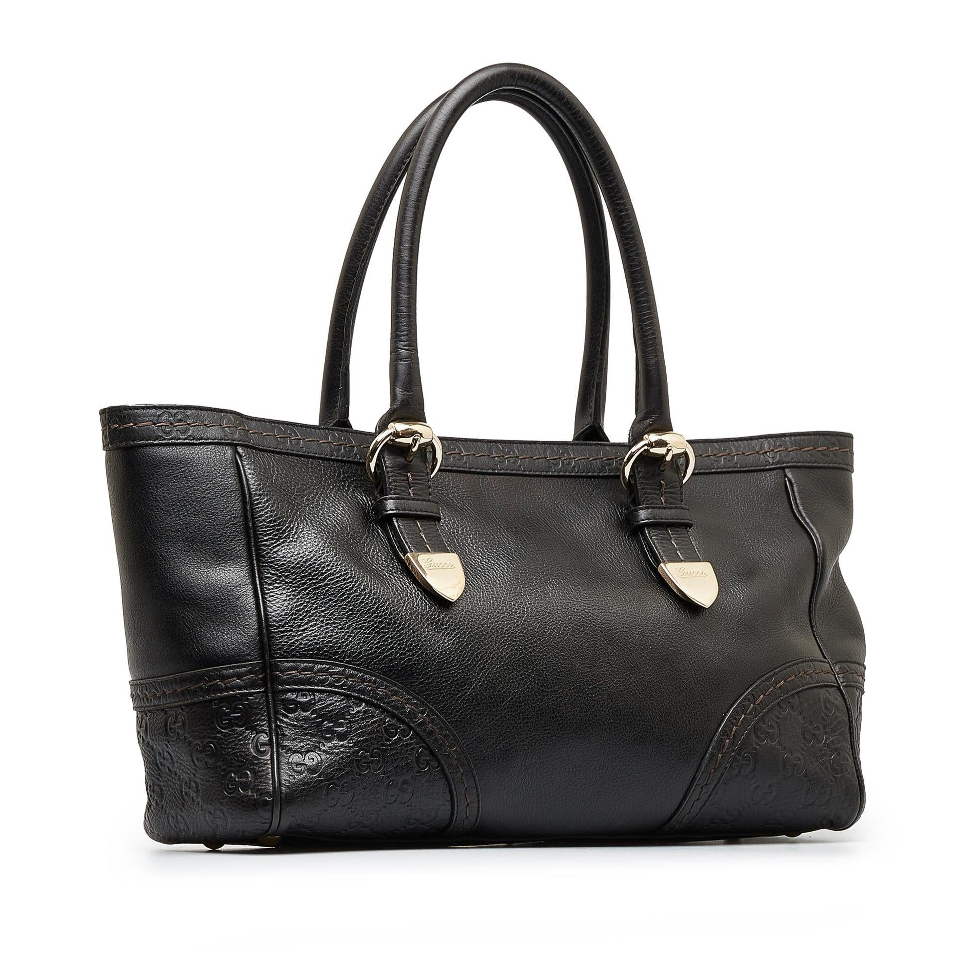 Gucci Guccissima Signoria SHG-MKjqLR Calf Black Tote Bag