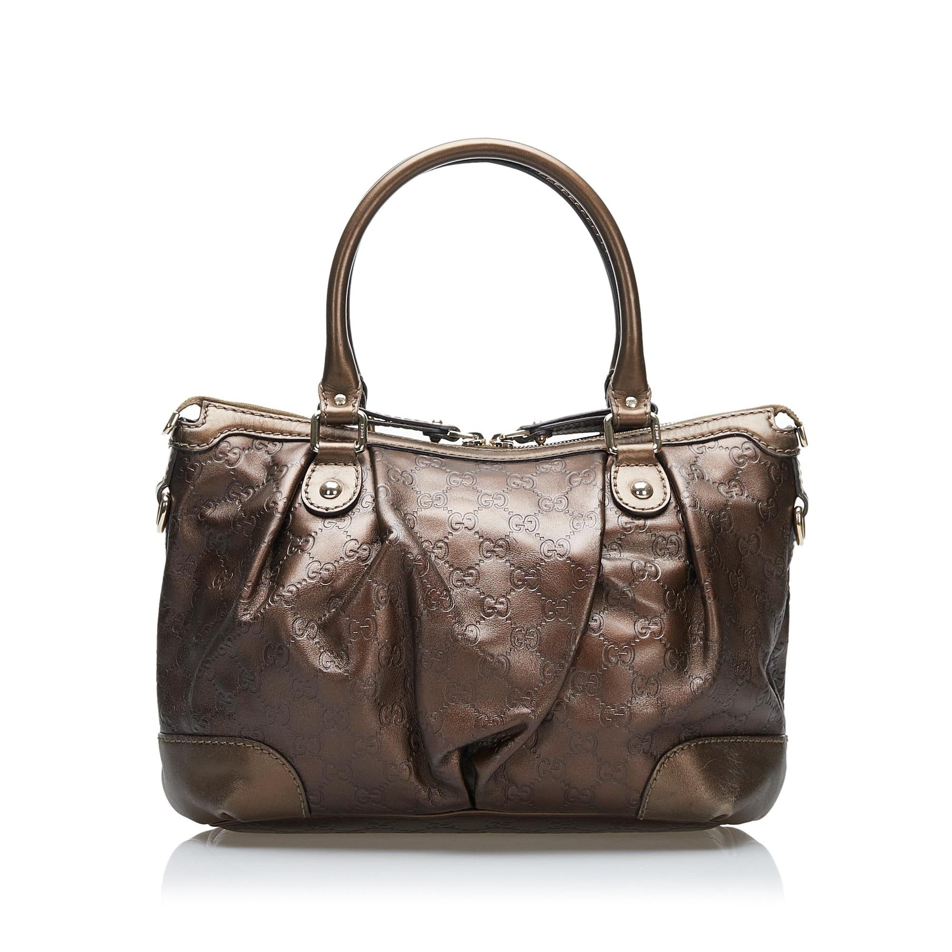 Gucci Guccissima Sukey SHG Calf Brown Satchel Bag Handbag Shg