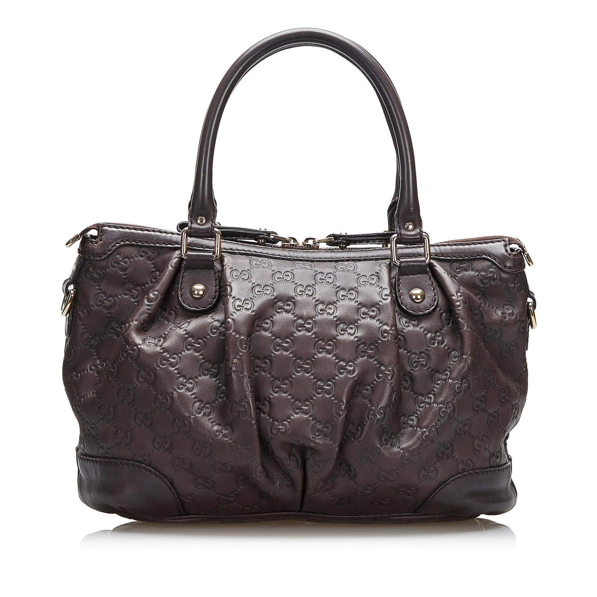 Gucci Guccissima Sukey SHG-afh6ZV Calf Brown Satchel Bag