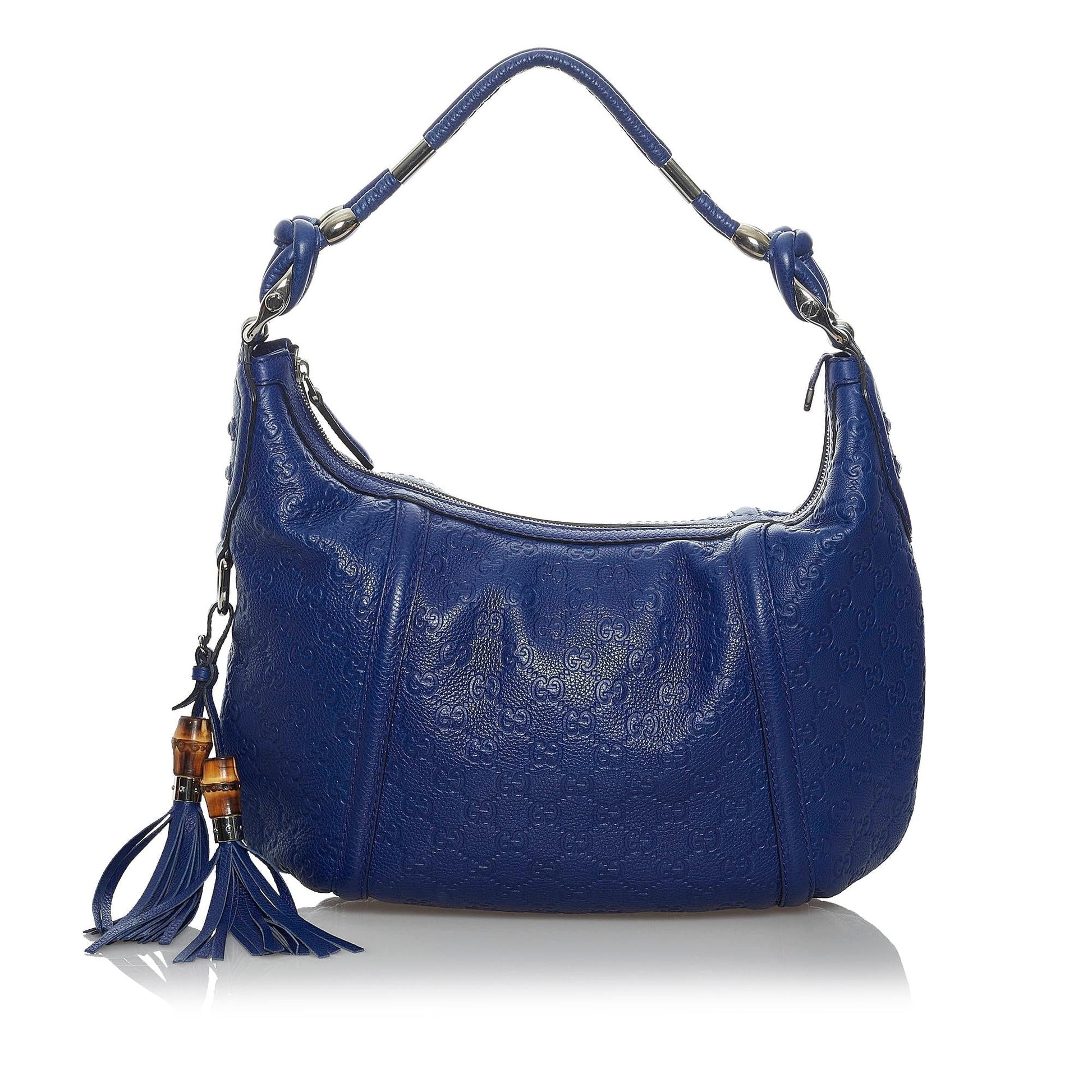 Gucci Guccissima Techno Horsebit SHG Calf Blue Shoulder Bag
