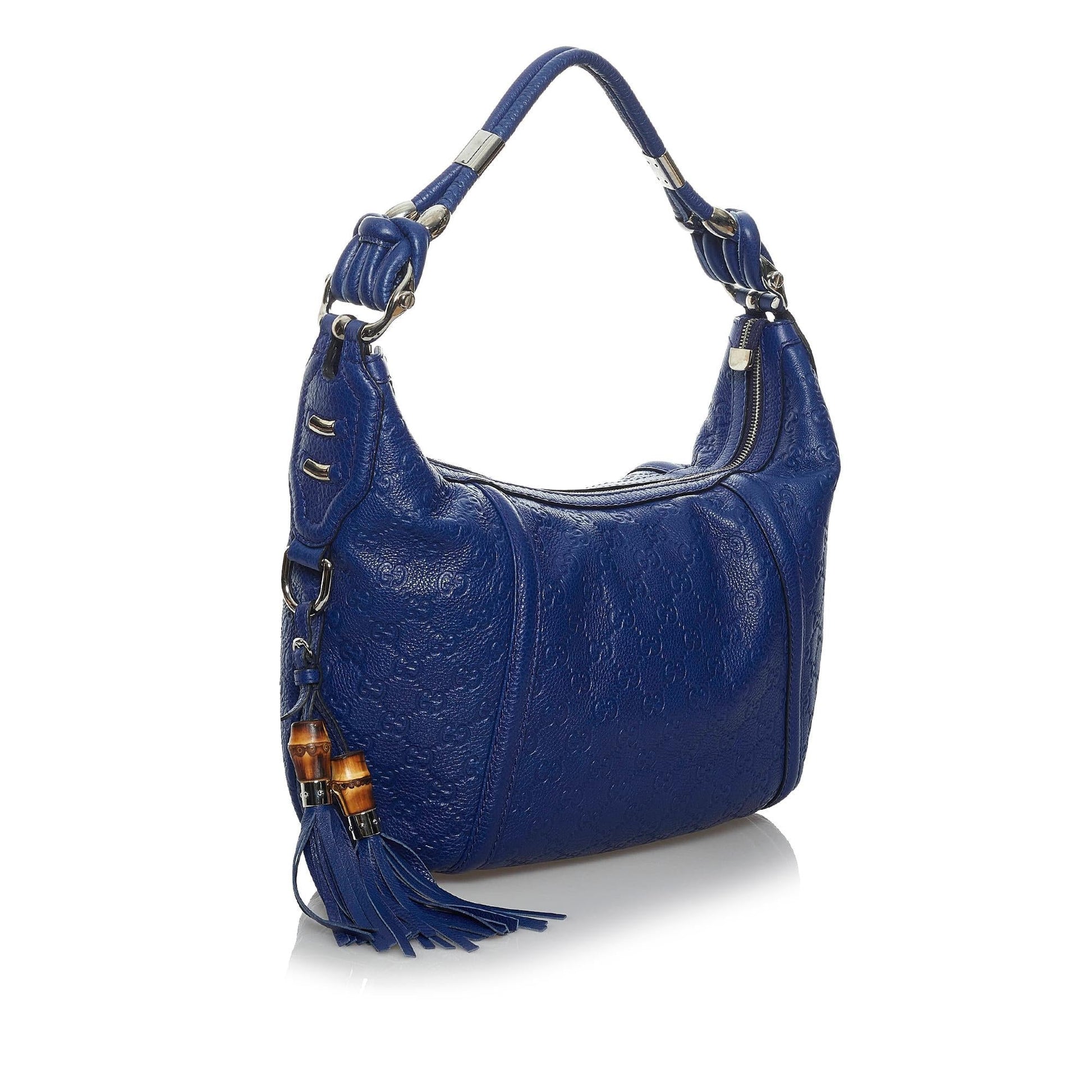Gucci Guccissima Techno Horsebit SHG Calf Blue Shoulder Bag