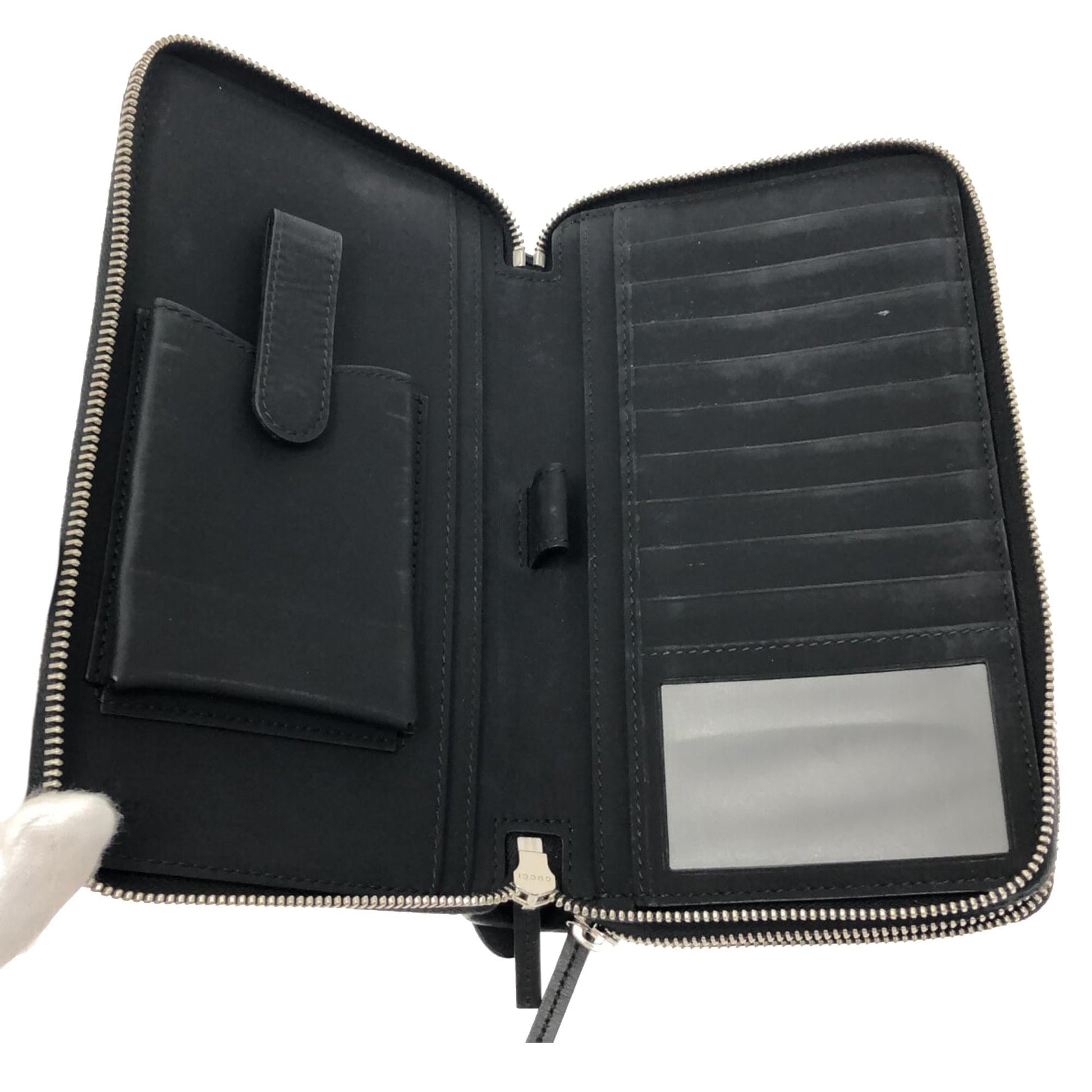 Gucci Guccissima Document Case SHG-OBqxCQ Leather Calf Black Small Travel Bag