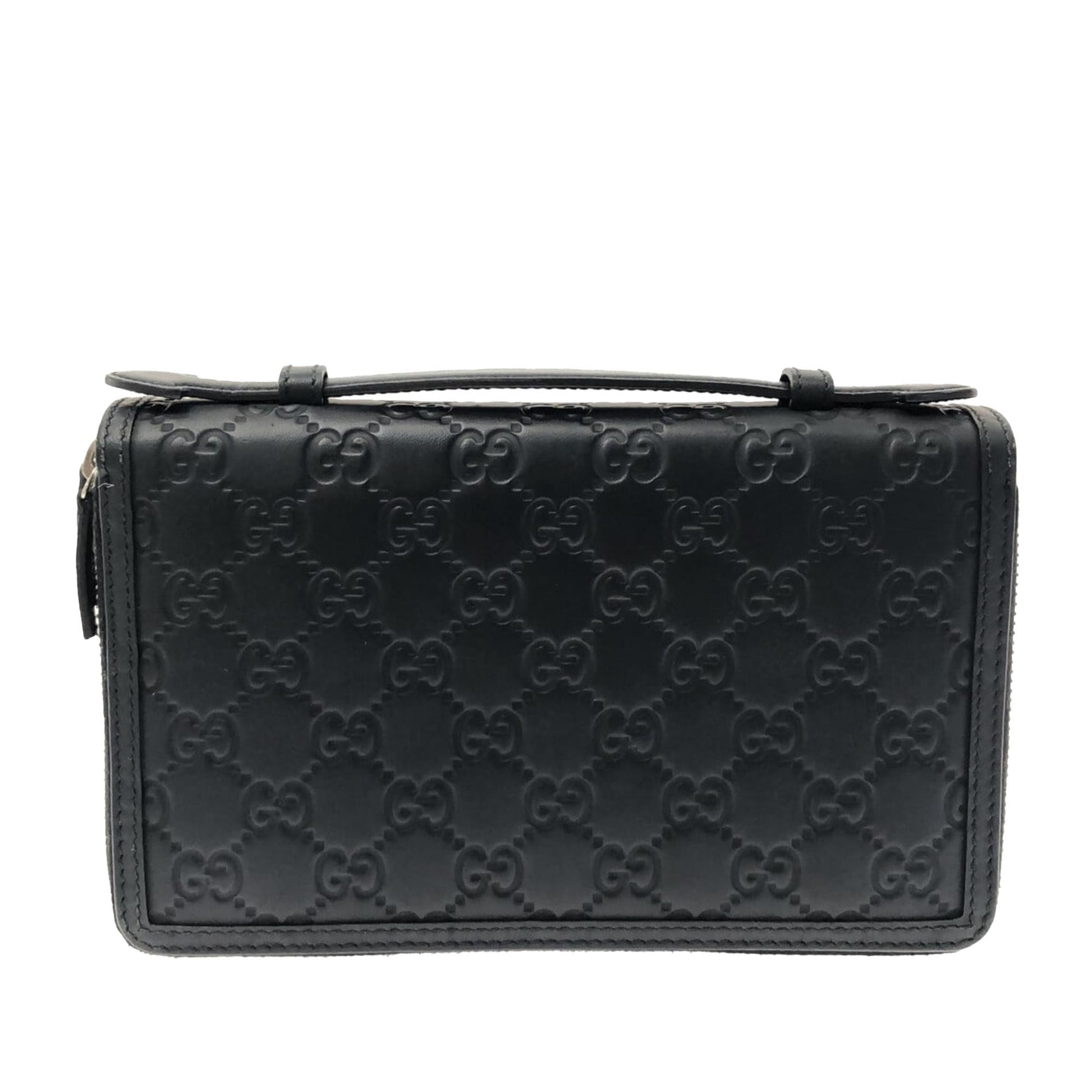 Gucci Guccissima Document Case SHG-OBqxCQ Leather Calf Black Small Travel Bag