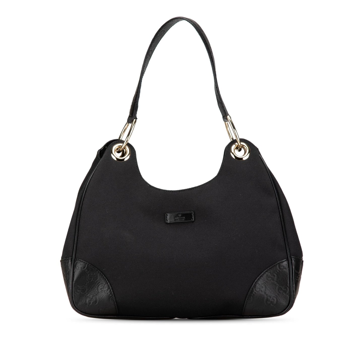 Gucci Guccissima Trimmed Colbert Canvas Calf Black Shoulder Bag