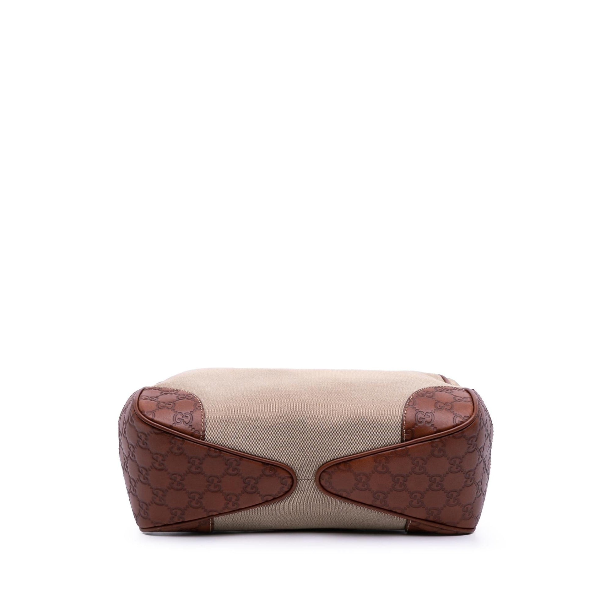 Gucci Guccissima Trimmed Colbert Canvas Calf Brown Shoulder Bag