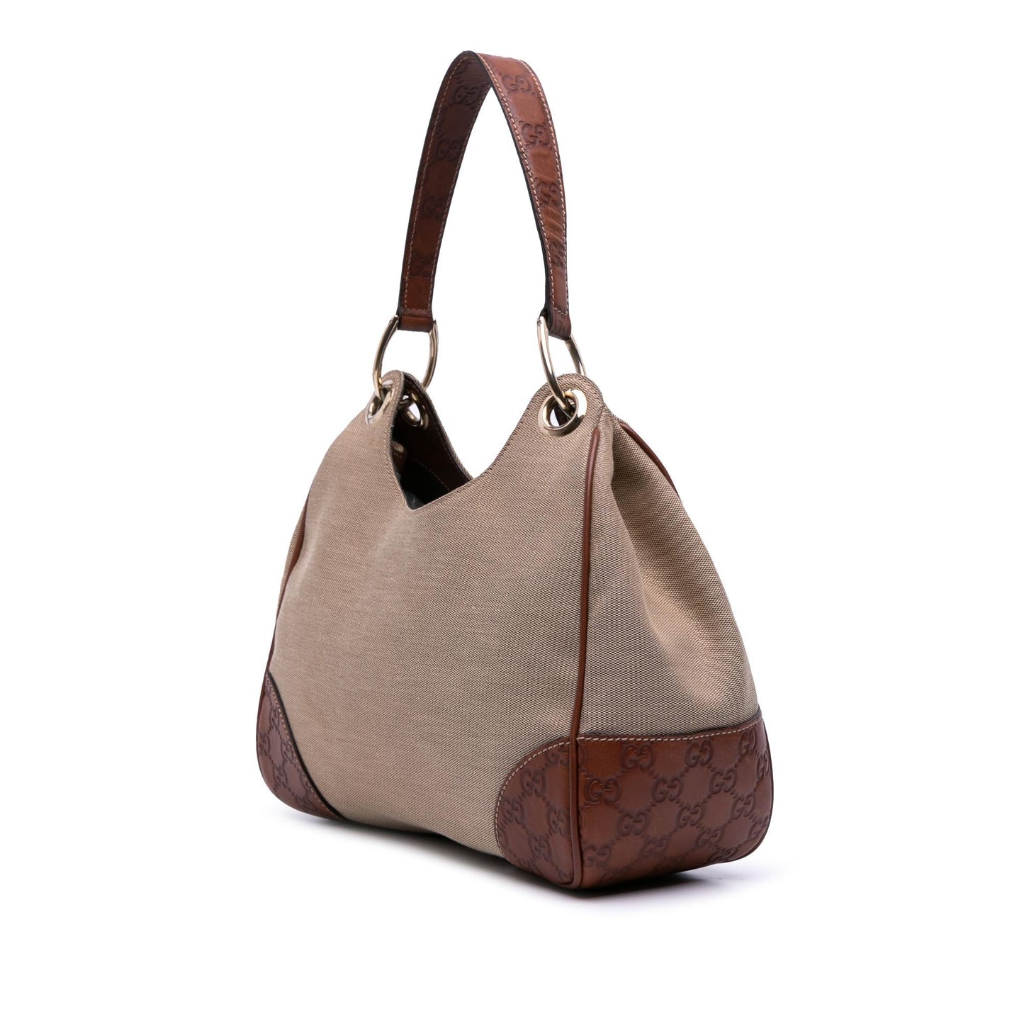 Gucci Guccissima Trimmed Colbert Canvas Calf Brown Shoulder Bag