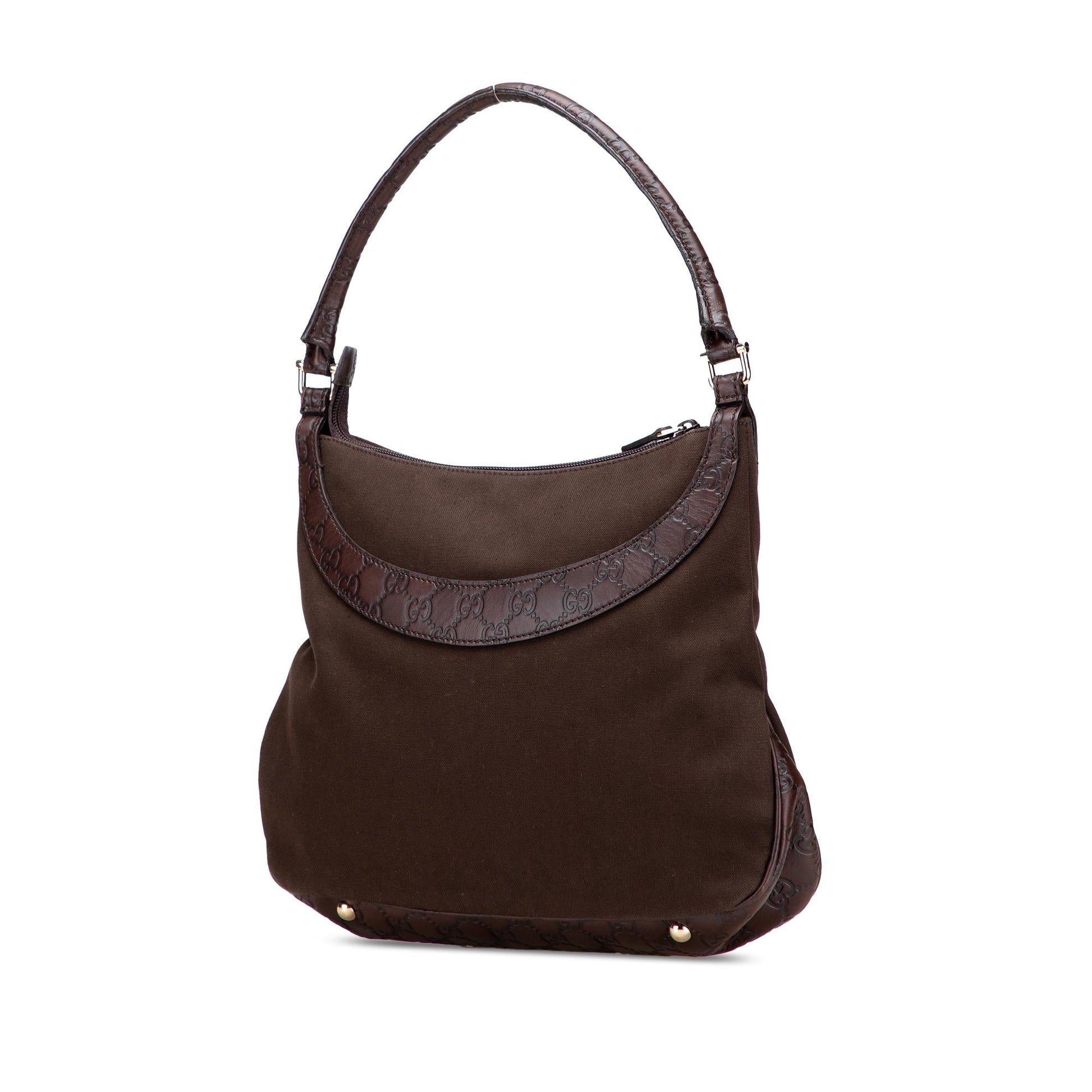 Gucci Guccissima Trimmed Canvas Shoulder Bag