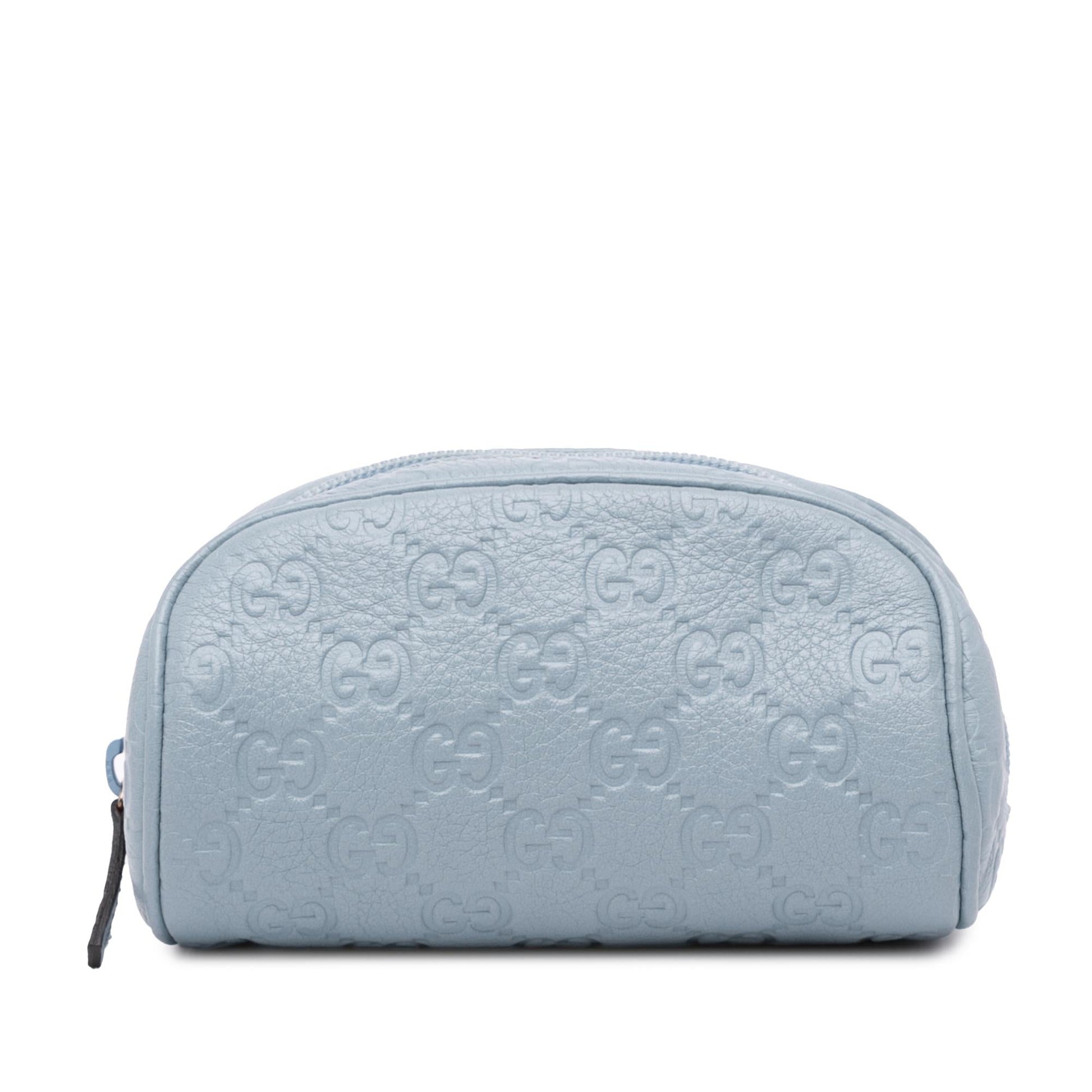 Gucci Guccissima Vanity Pouch Calf Blue Handbag