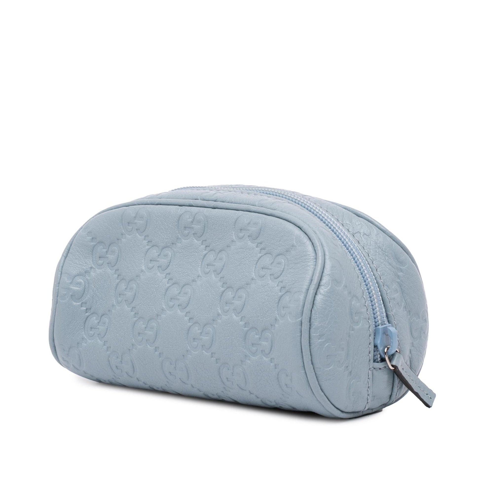 Gucci Guccissima Vanity Pouch Calf Blue Handbag